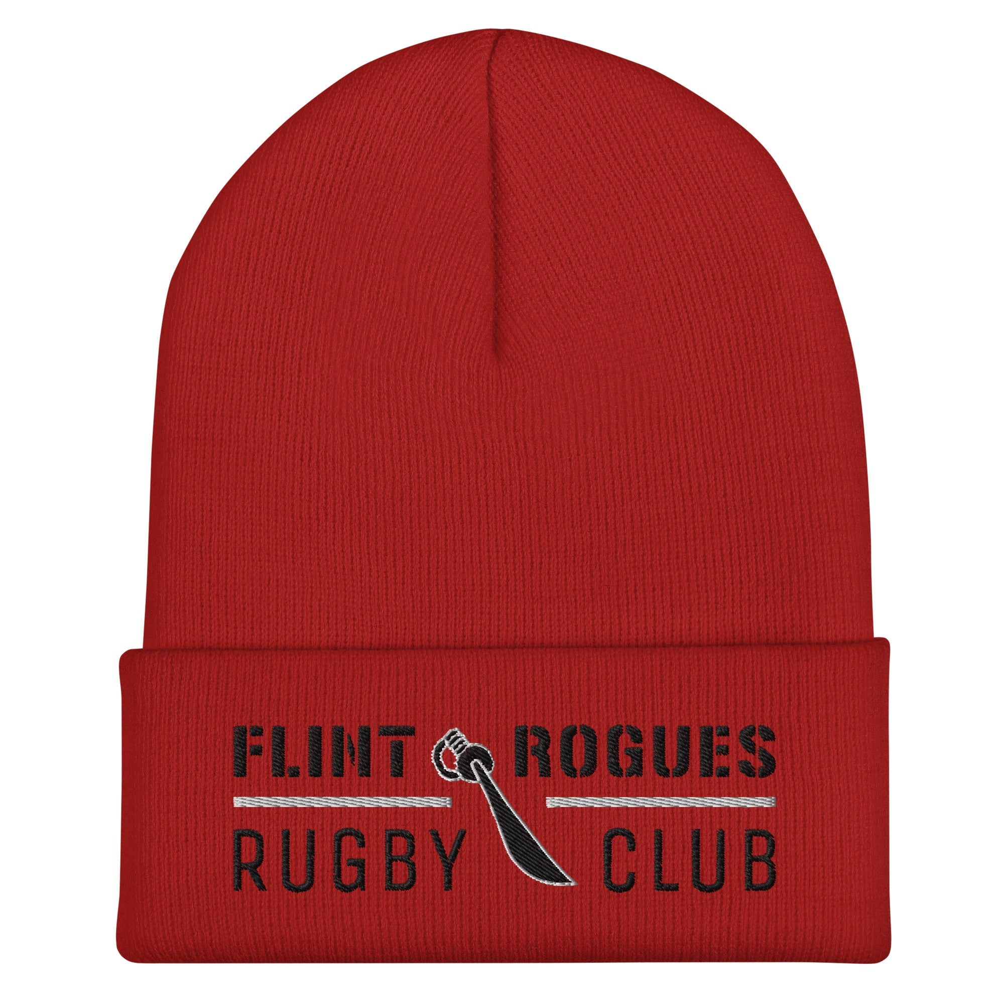 Flint Rogues RFC Cuffed Beanie - Winter Knit Hat for Men & Women - Warm Fleece-Lined Skull Cap for Outdoor Sports, Hiking, and Casual Wear
