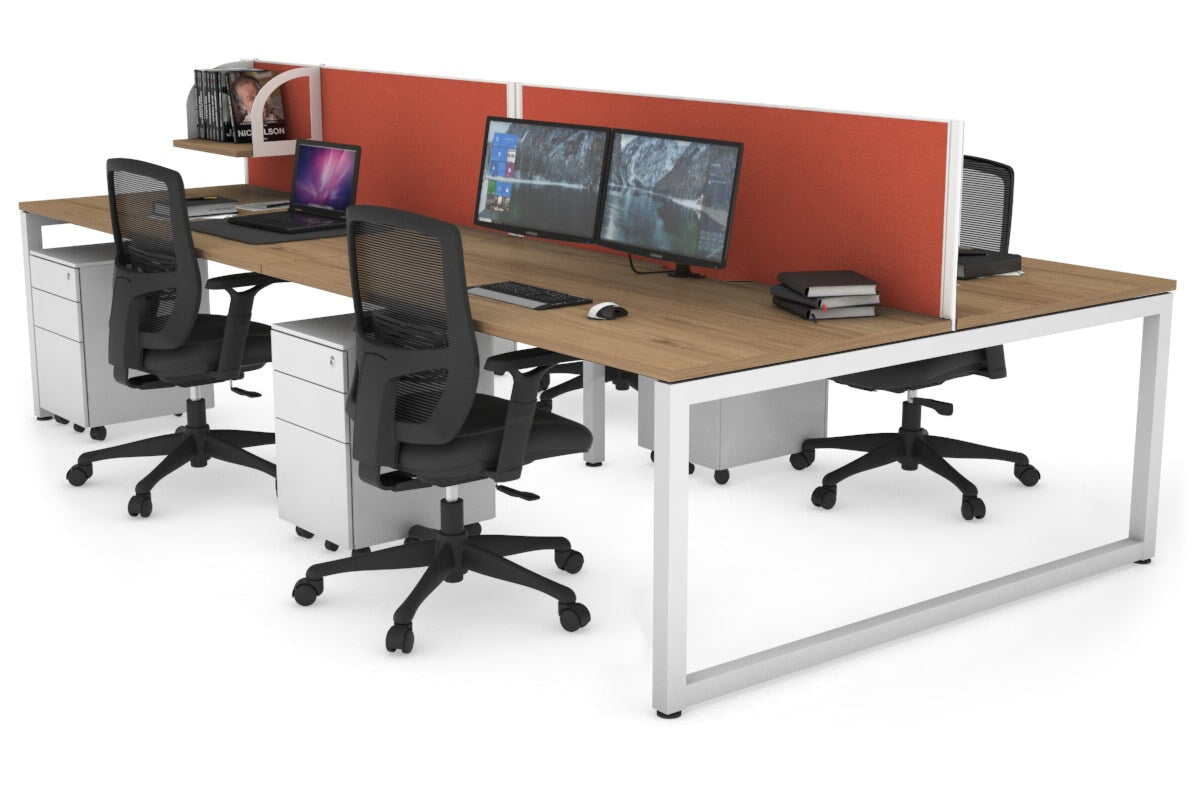 Quadro Loop Legs 4 Person Office Workstation - 1800L x 800W with Cable Management Scallop - Ideal for Collaborative Workspaces & Open Office Environments