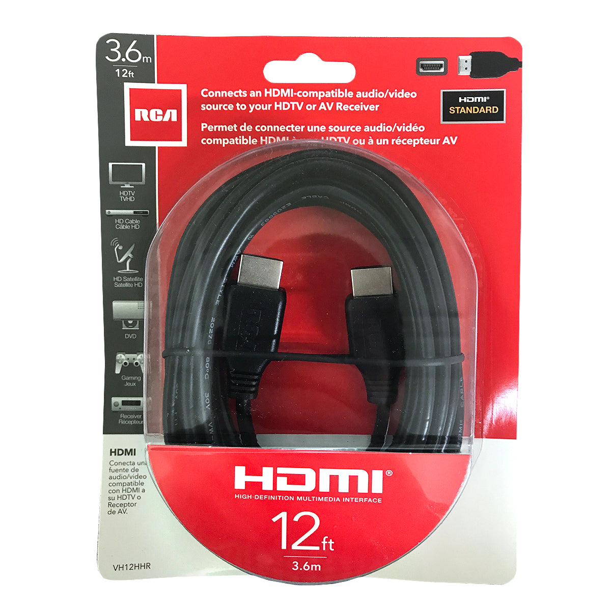 Premium RCA Audio 12ft HDMI Cable 4K 60Hz High Speed with Ethernet - Perfect for Home Theater, Gaming & Streaming Devices