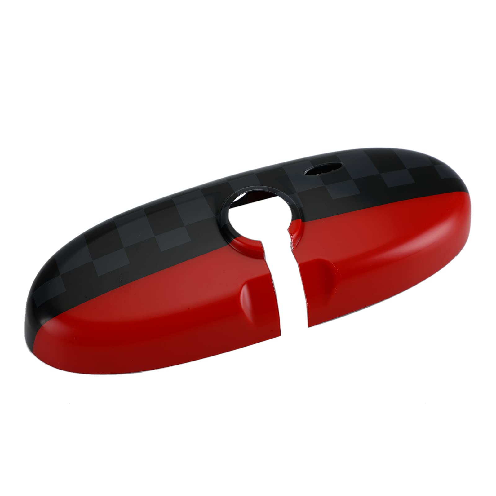 Black & Grey Checkered Red Rear View Mirror Covers for BMW MINI Cooper R55 R56 R57 - Side Mirror Protectors for Enhanced Style & Protection (Perfect for Car Enthusiasts & Customization)