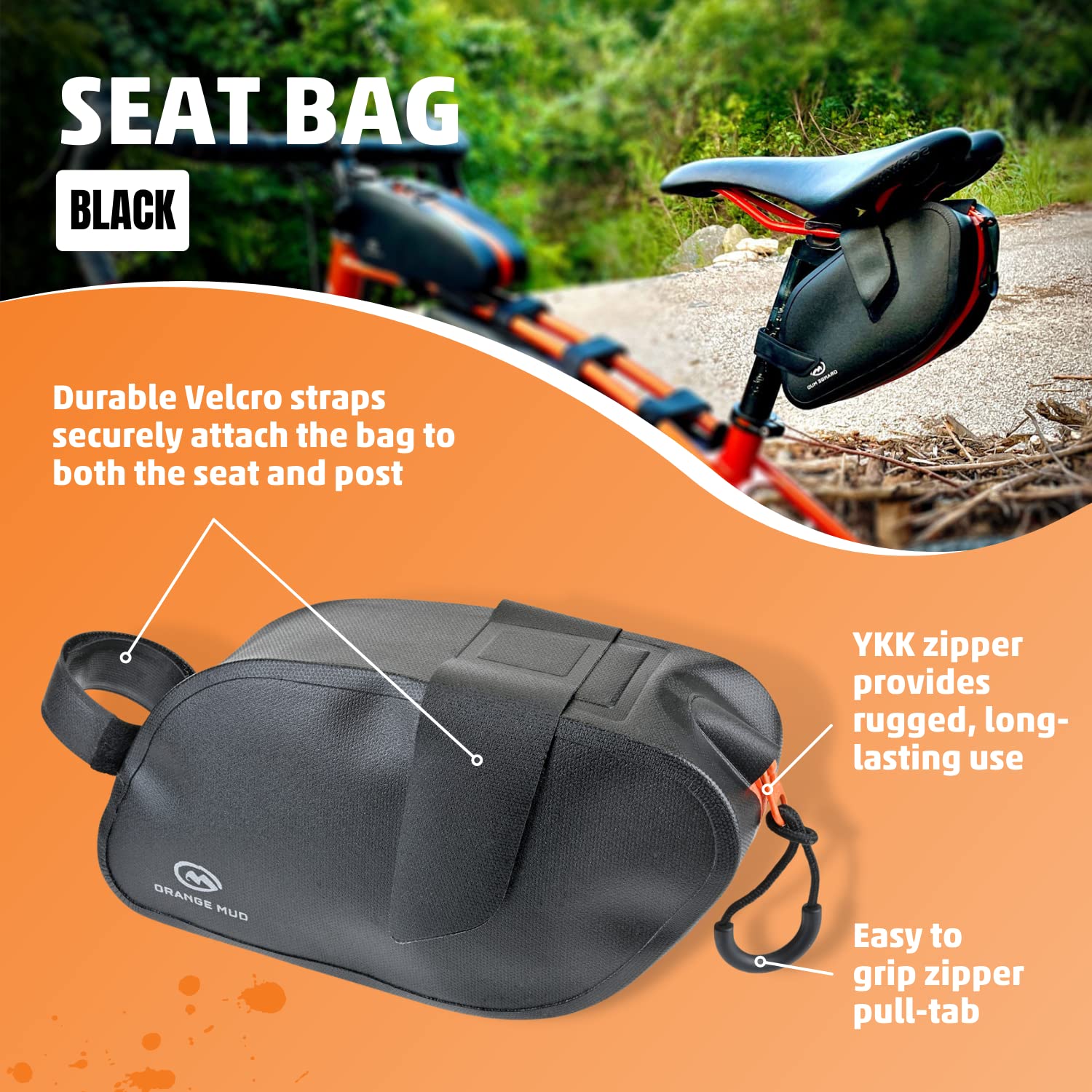 Orange Mud Bicycle Seat Bag - Waterproof TPU Welded Cycling Storage Pack for Road & Mountain Bikes | Perfect for Long Rides, Commuting & Bike Tours