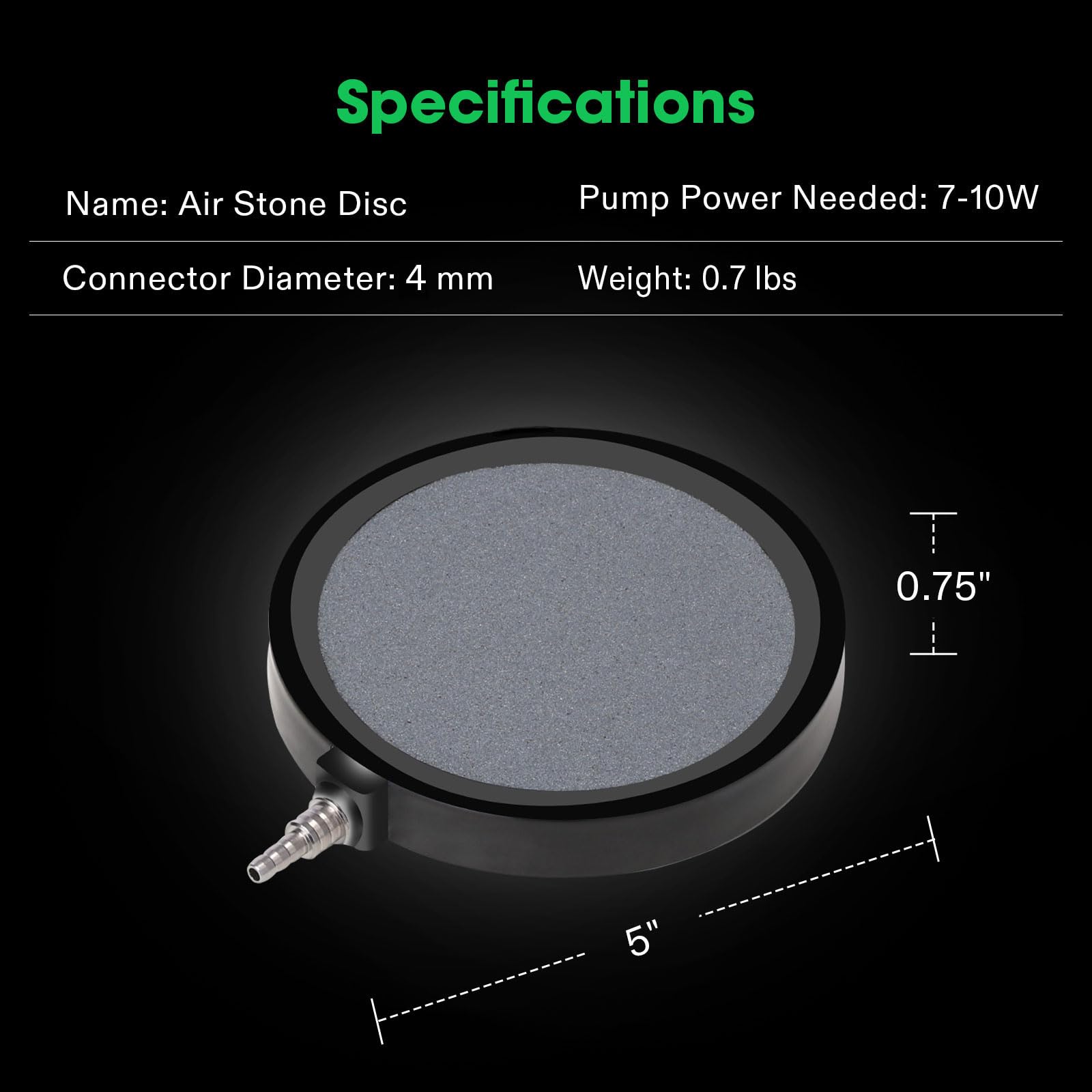 VIVOSUN 5 x 5 Inch Air Stone Disc with Shell - Premium Aquarium Bubbler for Fish Tanks, Hydroponic Systems & Oxygenation | Enhances Water Aeration for Healthier Fish and Plants