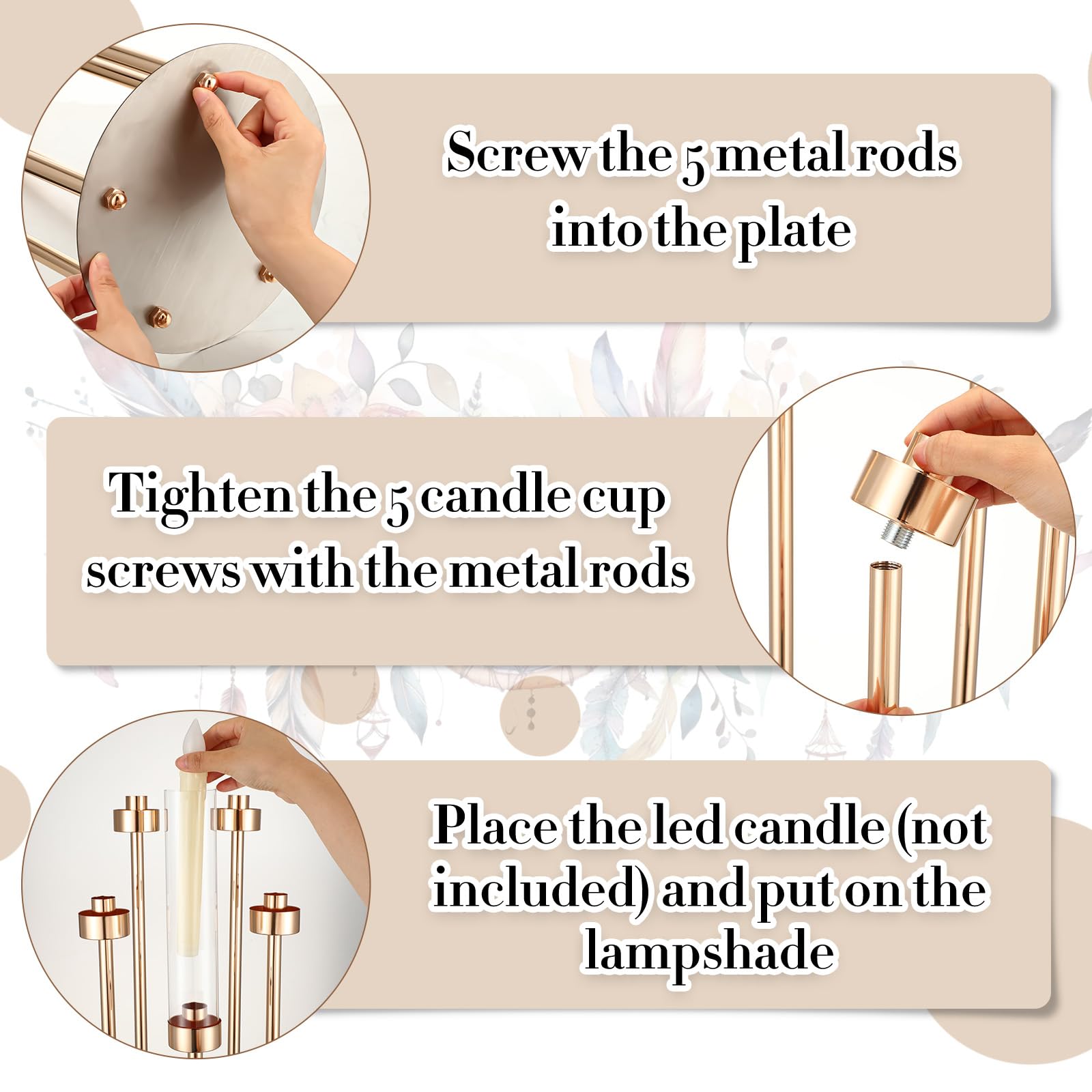 Tandefio 4-Piece 5-Arm Gold Candelabra Set - 35