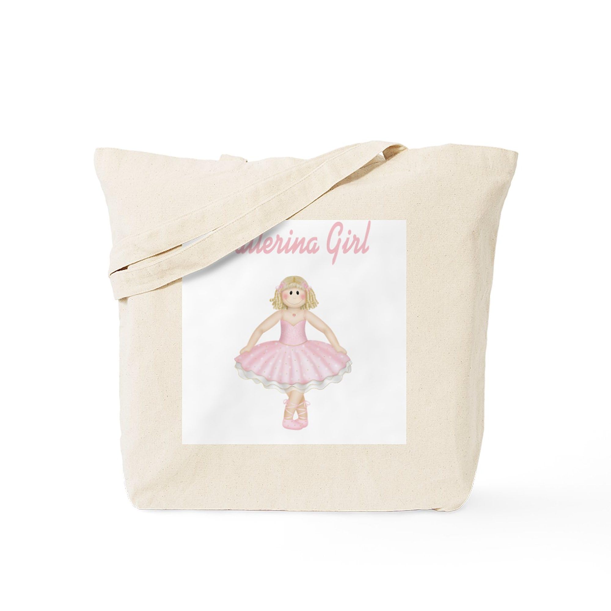Ballerina Girl Tote Bag - Natural Canvas Reusable Shopping Bag for Women | Eco-Friendly Grocery Tote, Dance Class Essentials & Everyday Carry