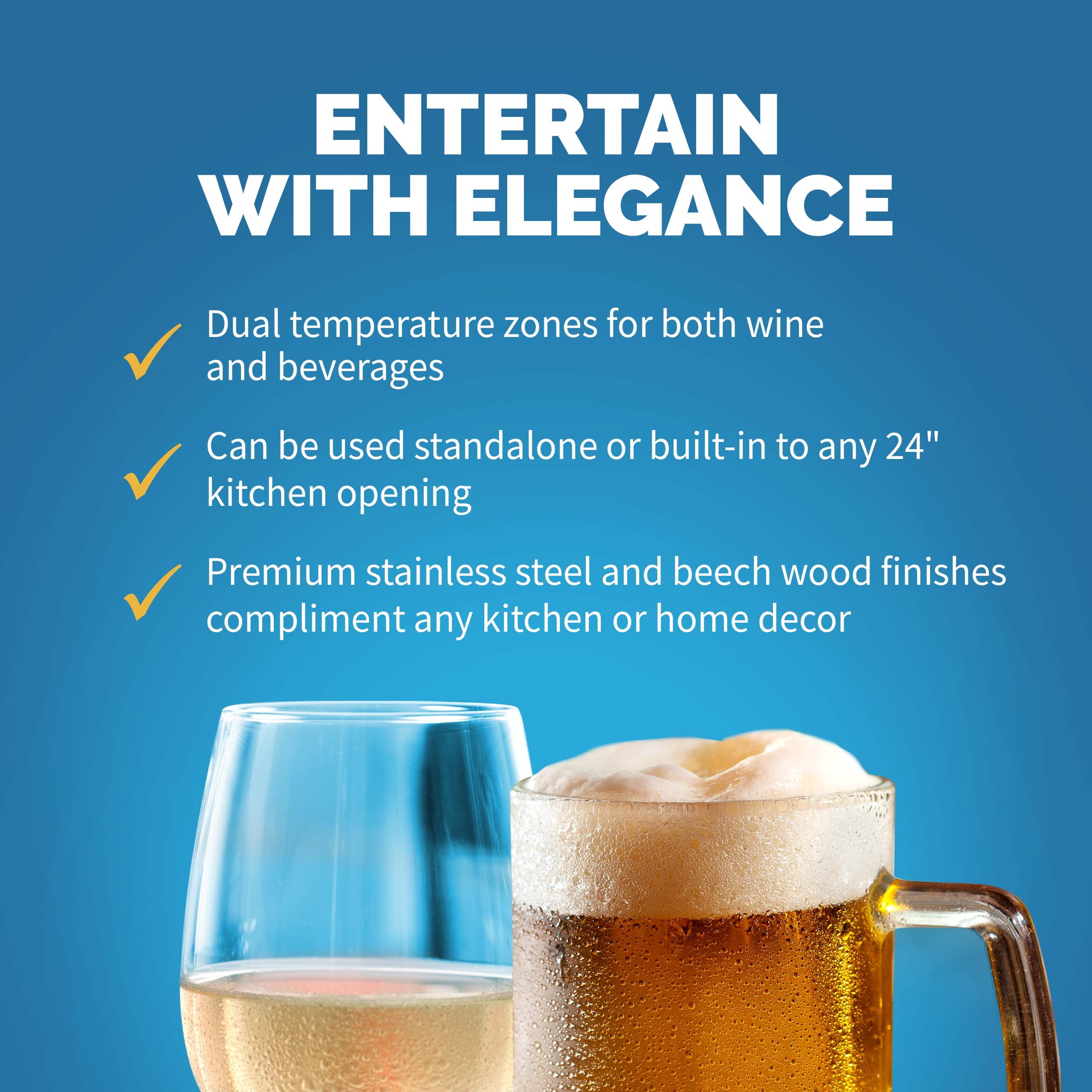 Newair® 58 Can 18 Bottle Dual Zone Built-In Beverage Cooler Refrigerator - Perfect for Wine, Beer & Soda Storage in Home Bars, Offices & Man Caves