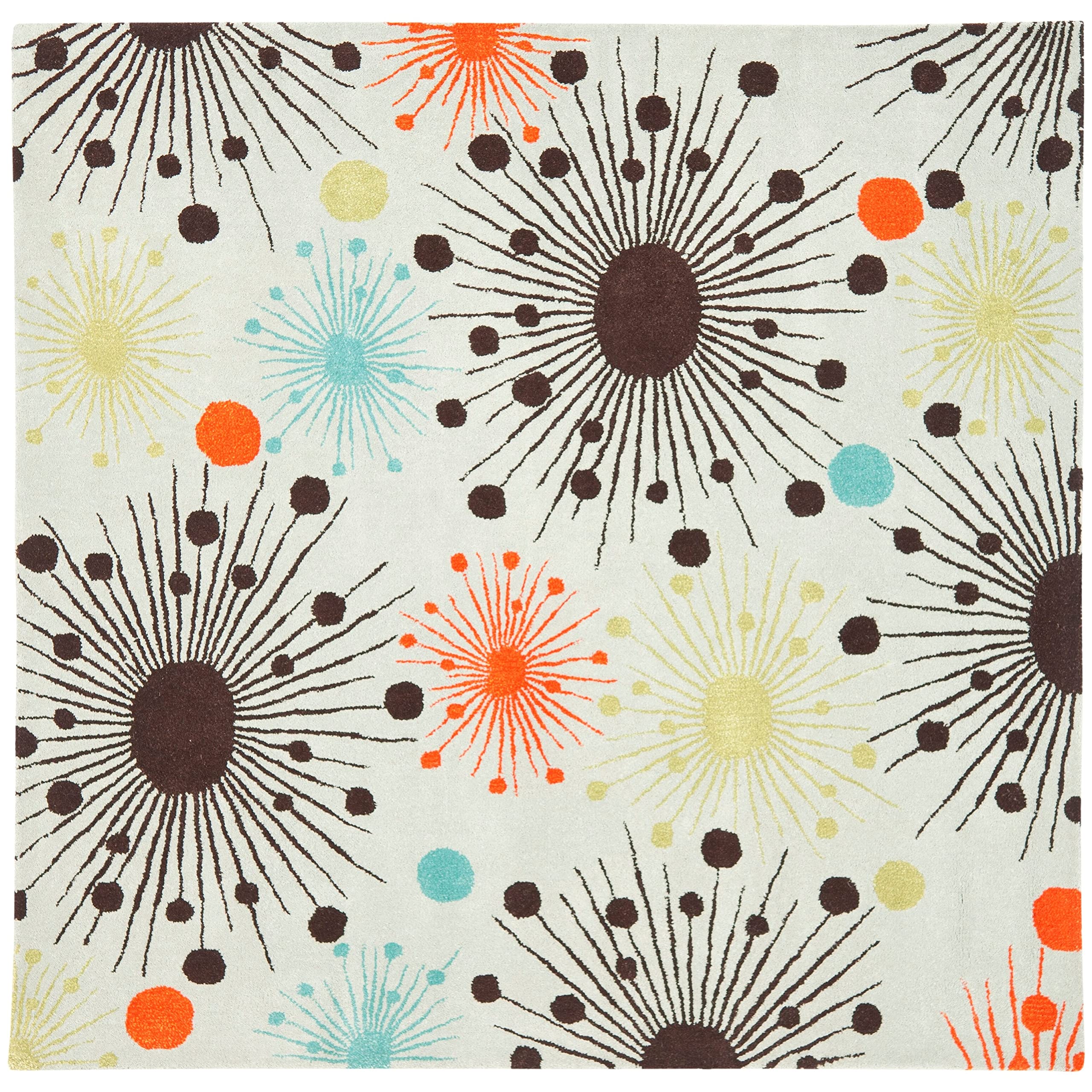 SAFAVIEH Soho Collection 6'x6' Square Light Blue Multi-Color Handmade Wool & Viscose Area Rug - Perfect for Living Room, Bedroom & Home Decor