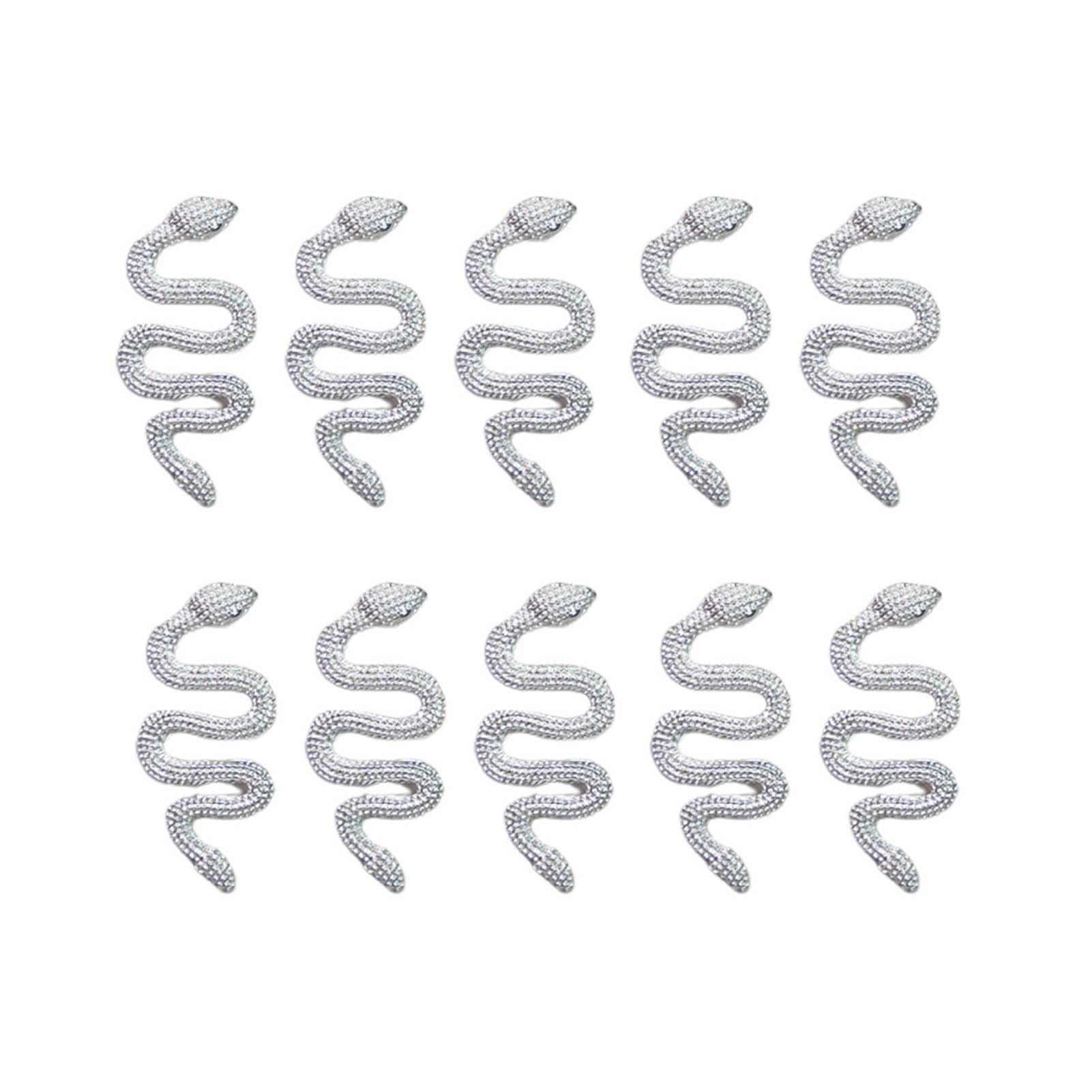 10Pcs White Snake Nail Rhinestones - DIY Nail Art Gems, Glitter Diamonds & Minimalist Charms for Women - Perfect for Manicures, Parties & Special Occasions