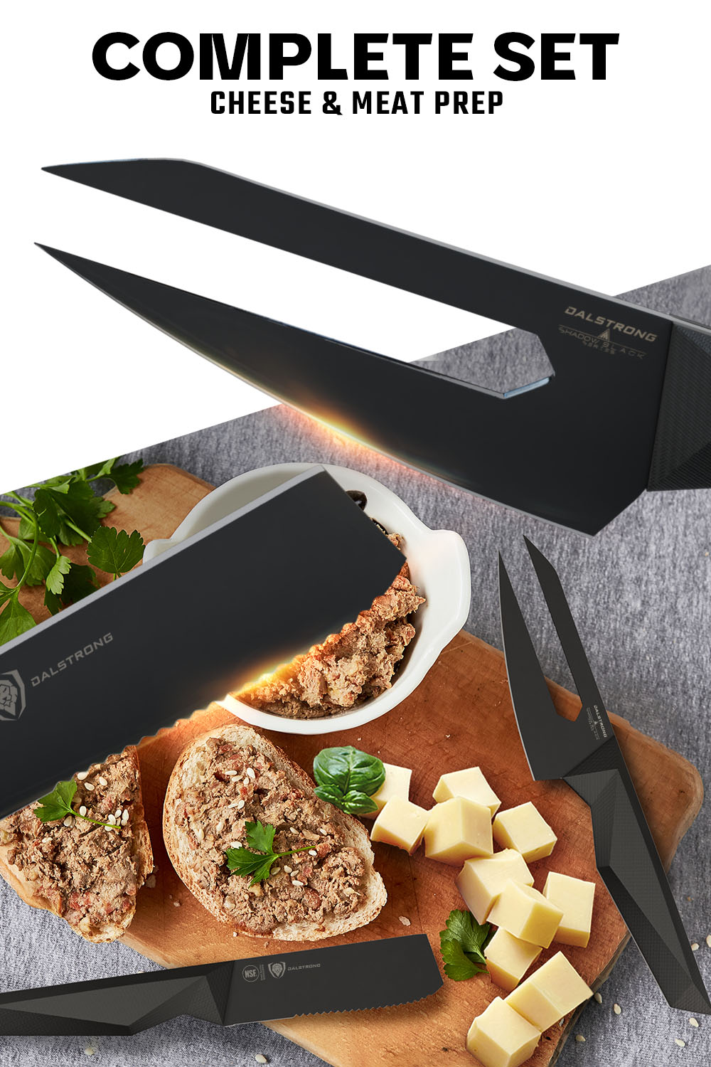 Premium 4-Piece Cheese Knife Set - Shadow Black Series - NSF Certified - Dalstrong - Perfect for Cheese Boards, Charcuterie & Entertaining