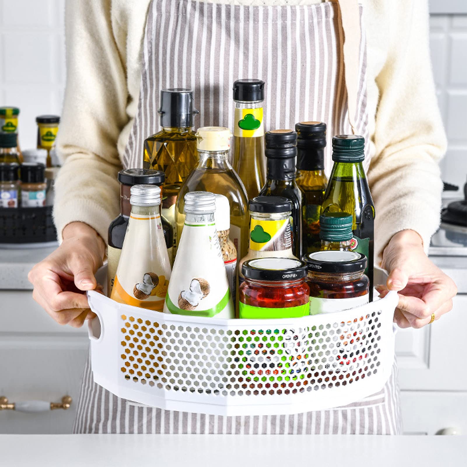 Multi-Purpose Kitchen Storage Tray - Spice Jar Organizer & Food Snack Container for Pantry, Countertop, and Cabinet Organization | Perfect for Meal Prep and Home Organization