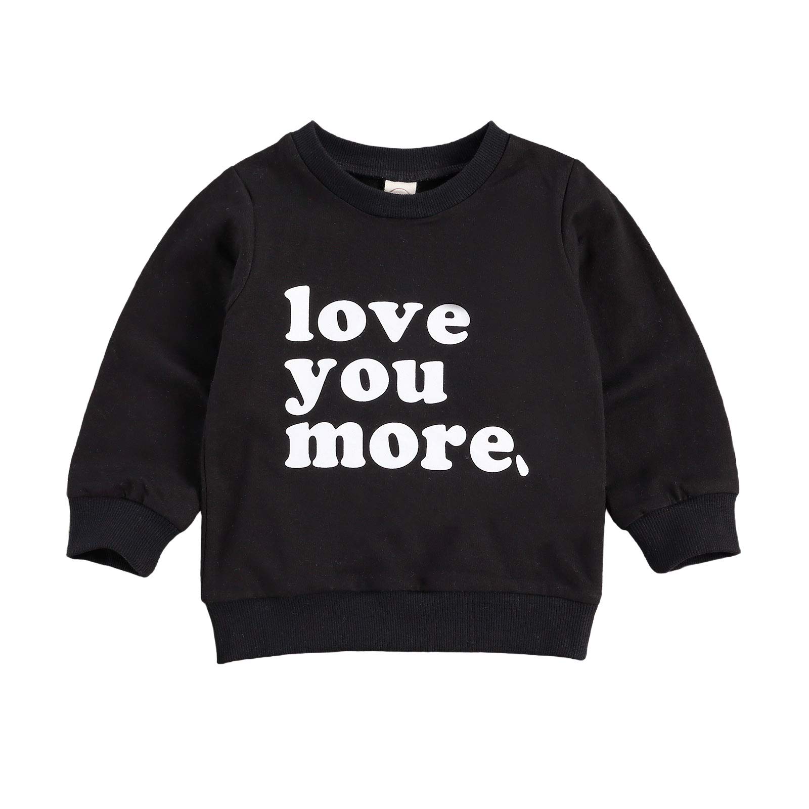 Valentine's Day Long Sleeve Sweatshirt for Toddlers - 'Love You More' Pullover Top | Unisex Baby Boy Girl Casual Clothes | Perfect for Family Photos, Playdates & Holiday Outfits