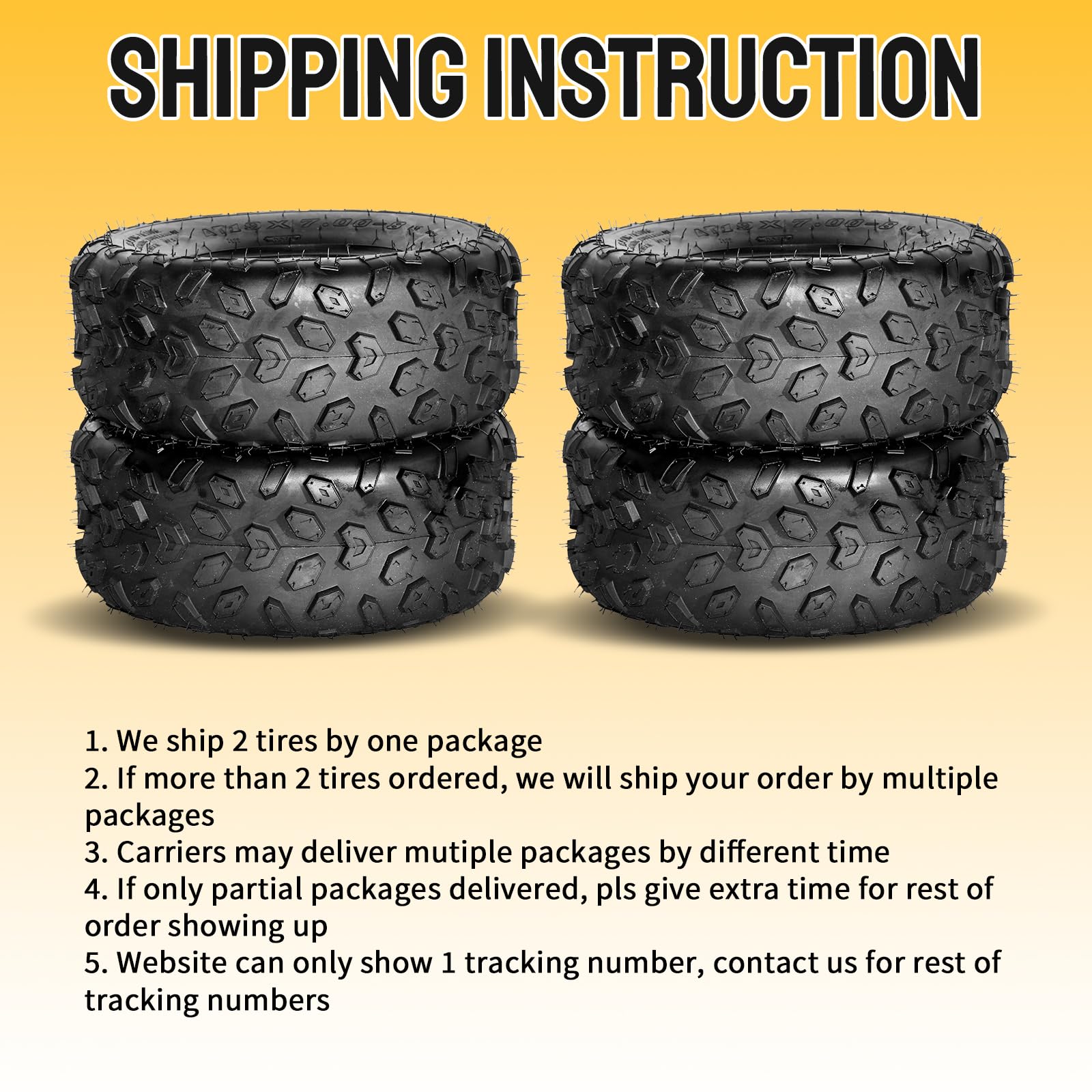 2 Pcs ATV/UTV Sport Tires 19x7.00-8 All Terrain Tubeless Tires 19x7x8 4PR - Heavy Duty Off-Road Tires for ATV, UTV, Golf Carts & Lawn Tractors - Perfect for Mud, Sand, Snow & Rocky Terrains
