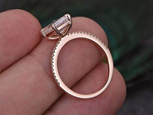 1.25 Carat Moissanite & Diamond Engagement Ring in 14K Rose Gold - Semi Eternity Band for Wedding, Proposal, Anniversary Gift