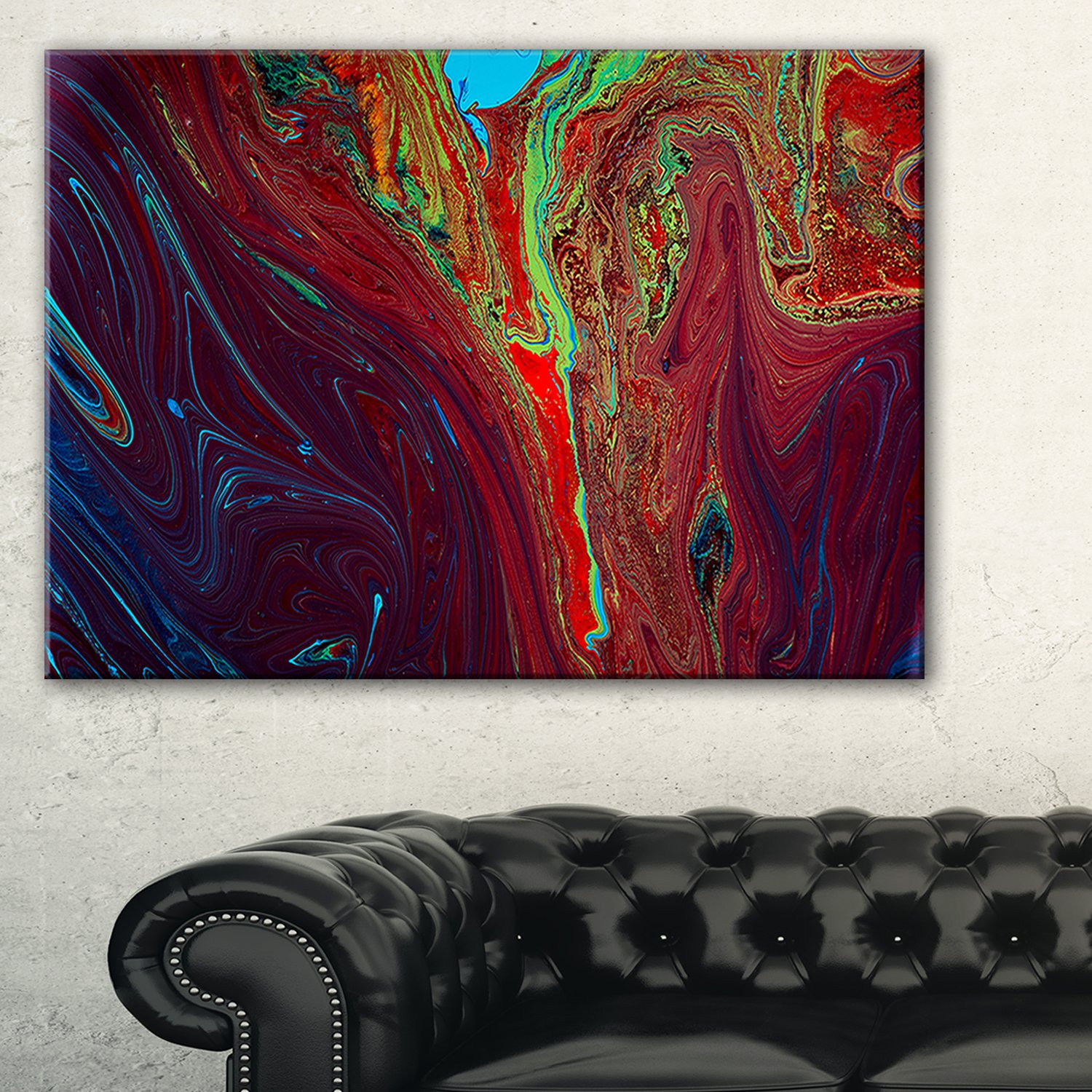 Dark Red Abstract Acrylic Painting on Canvas - Modern Wall Art for Living Room, Bedroom & Office Decor