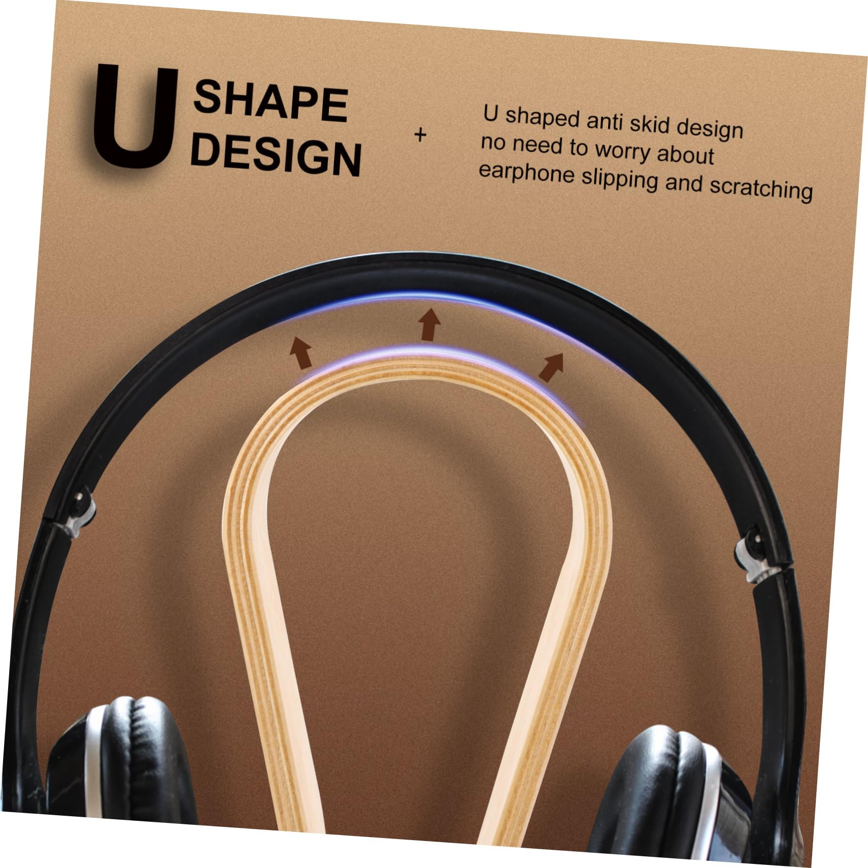 Mikikit 2 Pack Wooden Headphone Stand - Premium Headset Hanger Display Holder for Desk, Perfect for Organizing Earphones, Gaming Headsets & Audio Accessories - Ideal for Home Office, Studio & Gaming Setup