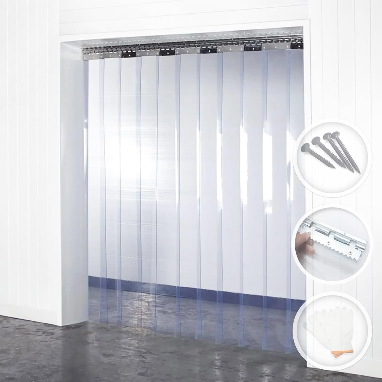 Clear PVC Strip Door Curtain - 135x235cm/53.1x92.5in Plastic Vinyl Windproof Soundproof Barrier for Patio, Kitchen, Warehouse & Air-Conditioned Rooms - Durable Weatherproof Entryway Solution for Homes, Restaurants & Commercial Spaces