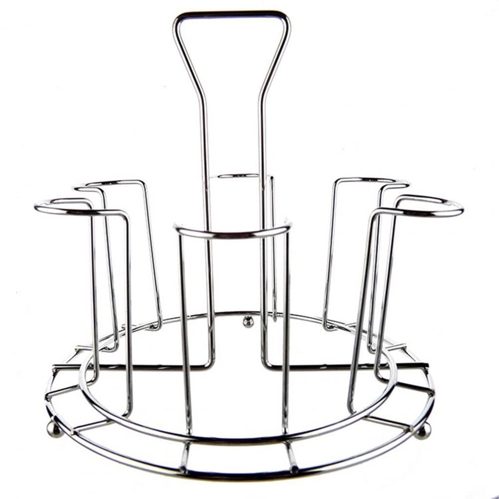 SLATIOM 6-Pack Cup Holder with Fixators - Smooth Silver Glass Protective Rack for Kitchen & Home - Durable Draining Holder for Wine Glasses, Coffee Cups & Kitchen Accessories - Perfect for Parties, Daily Use & Dishwasher Storage