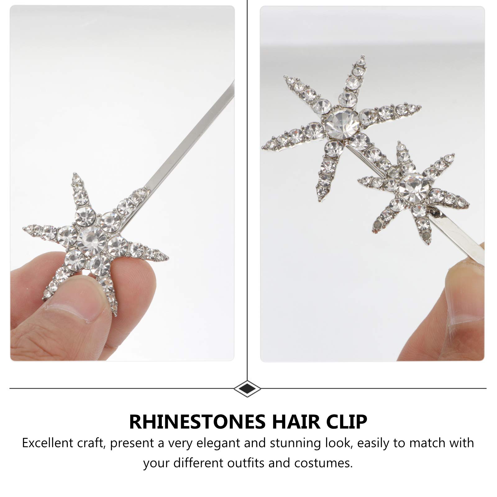 2Pcs Crystal Hair Clips for Women - Gold Rhinestone Bobby Pins, Vintage Star Hair Barrettes for Wedding, Party & Everyday Elegance