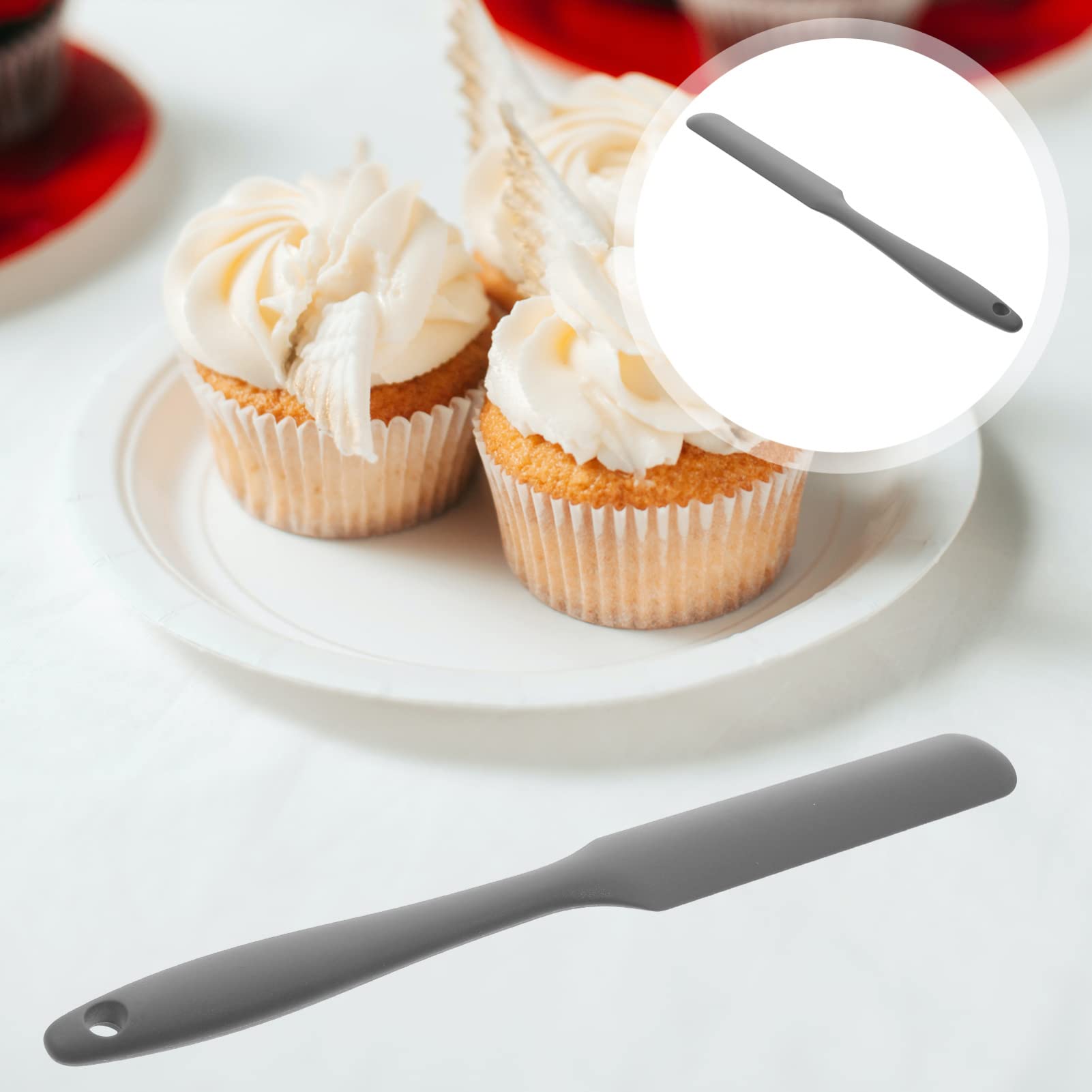 Kichvoe Silicone Baking Spatula - Flexible Non-Stick Mixing Scraper for Sourdough Starter, Cake, Butter & Cream - Grey Kitchen Tool (Perfect for Baking, Cooking & Mixing in Jars)