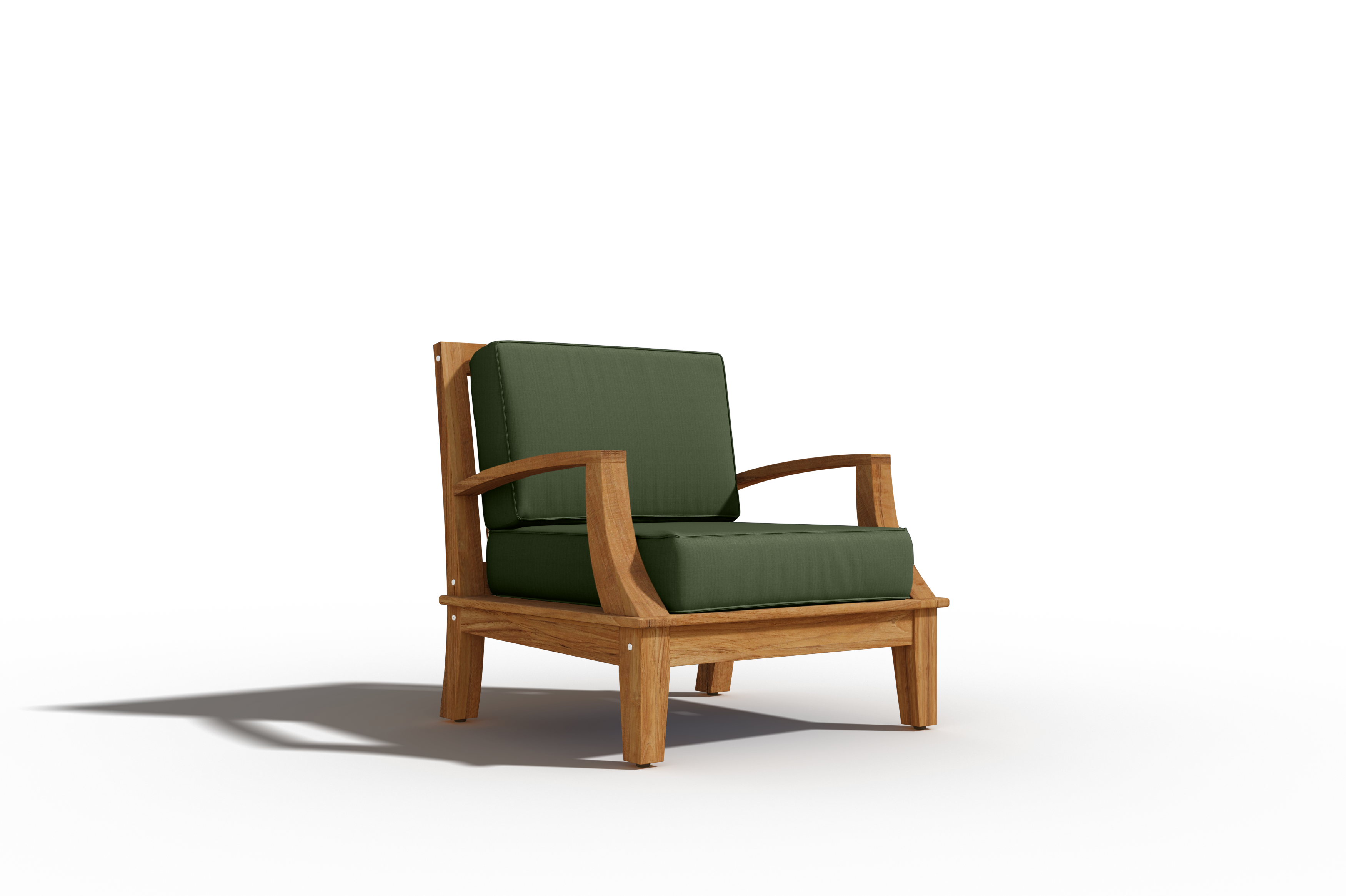 Premium Eliane Teak Outdoor Club Chair with Sunbrella Fern Green Cushion - Weather-Resistant Patio Furniture for Poolside, Garden & Backyard Relaxation