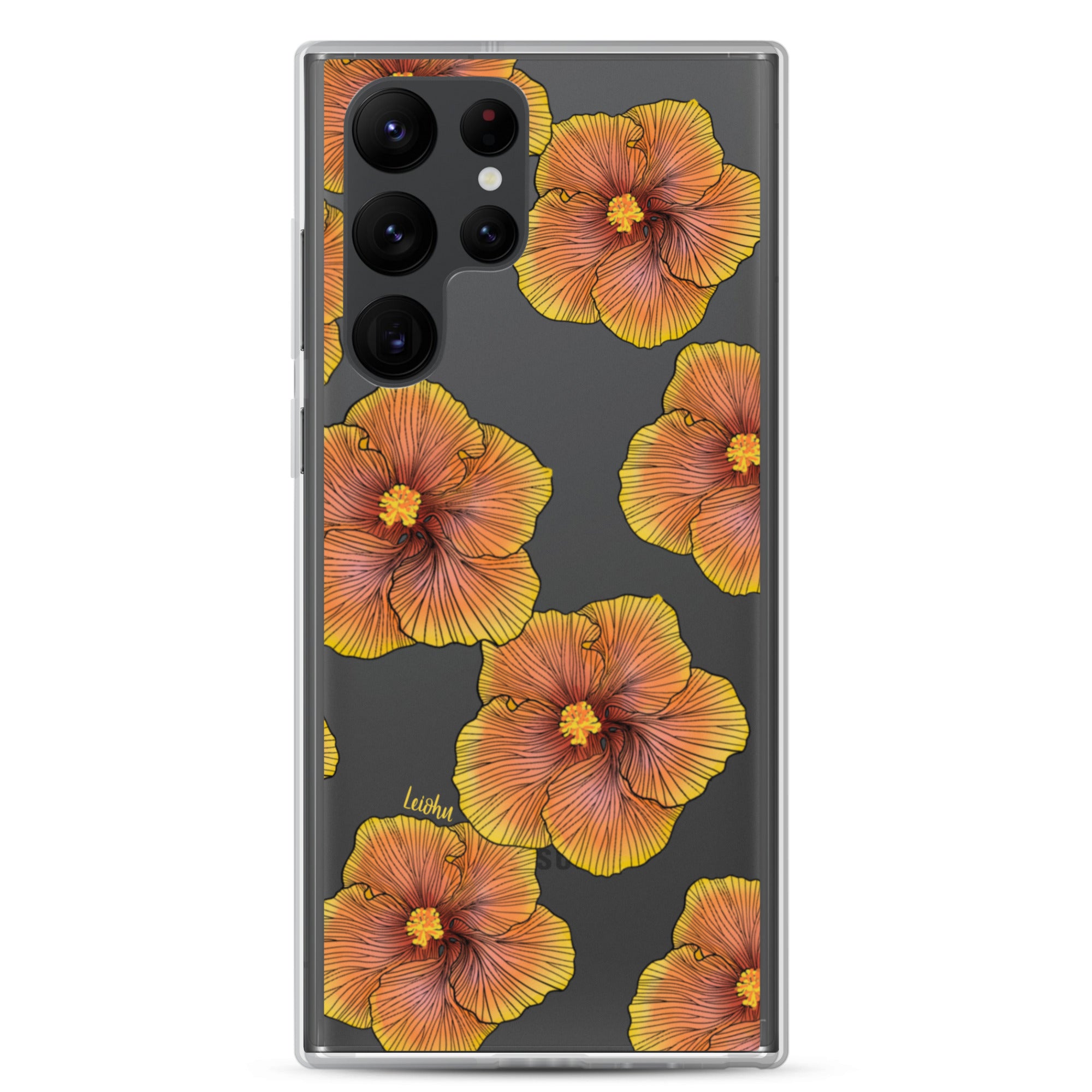 Sunrise Hibiscus Clear Phone Case for Samsung Galaxy - Slim Protective Cover for Everyday Use & Style