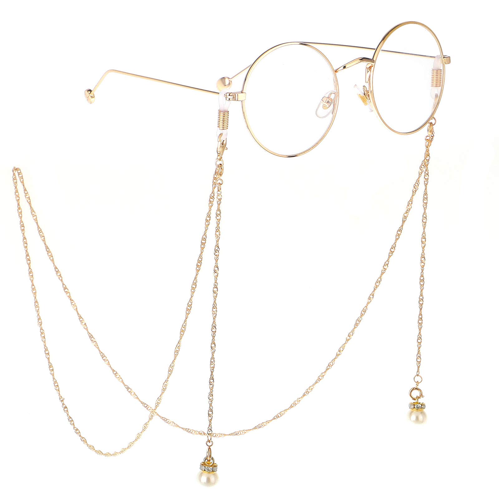 Stylish Women's Eyeglass Chains with Pendant - Gold Pearl Glasses Holder Strap, Reading Glasses Cord & Eyewear Retainer Lanyard - Perfect for Reading, Work, and Fashion Accessories
