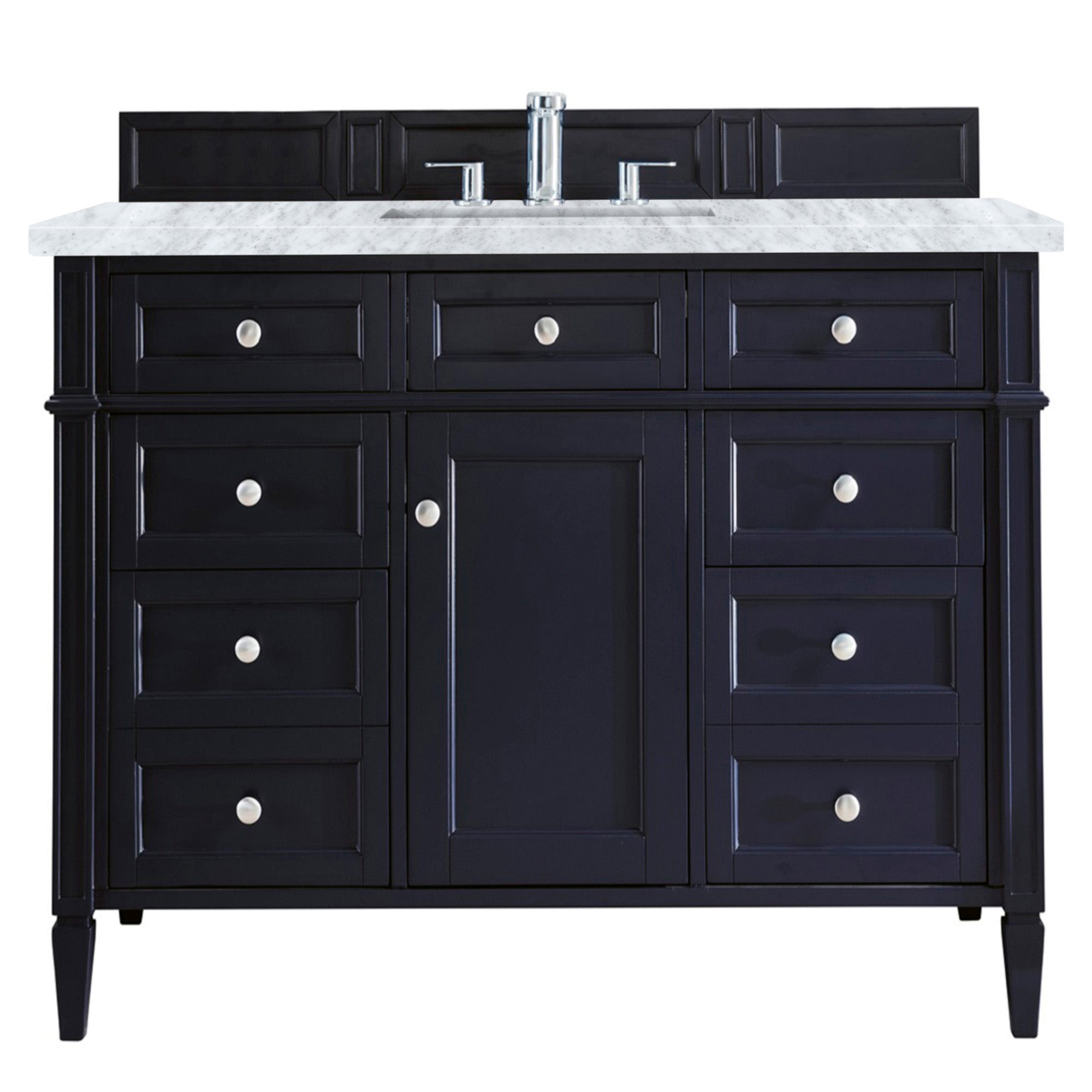 Brittany 48 Inch Single Bathroom Vanity with 3CM Carrara Marble Top in Victory Blue - Modern Sink Cabinet for Master Bath, Guest Bathroom & Powder Room