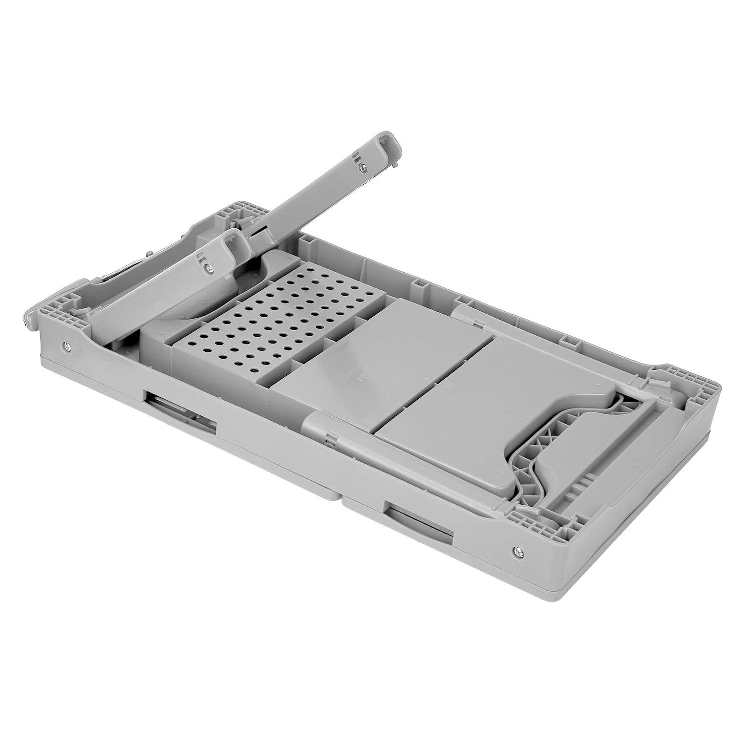 Adjustable Laptop Table for Bed with Cooling Fan, 4 USB Ports & LED Light - Foldable Portable Lap Desk for Sofa, Couch or Bed - Includes Storage Drawer & Mouse Pad (Grey) - Perfect for Home Office, Gaming & Streaming in Bed