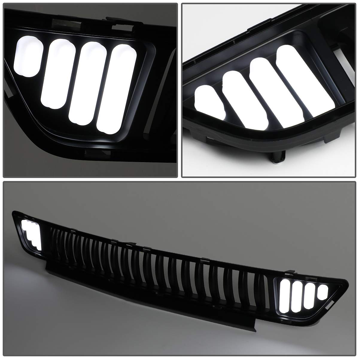 DNA MOTORING GRF-LB-FM15-T1Z-FL Vertical Fence Front Lower Bumper Grille with LED DRL for 2015-2017 Ford Mustang Base, Ecoboost, GT - Upgrade Your Mustang's Style & Safety for Street & Show Car Performance