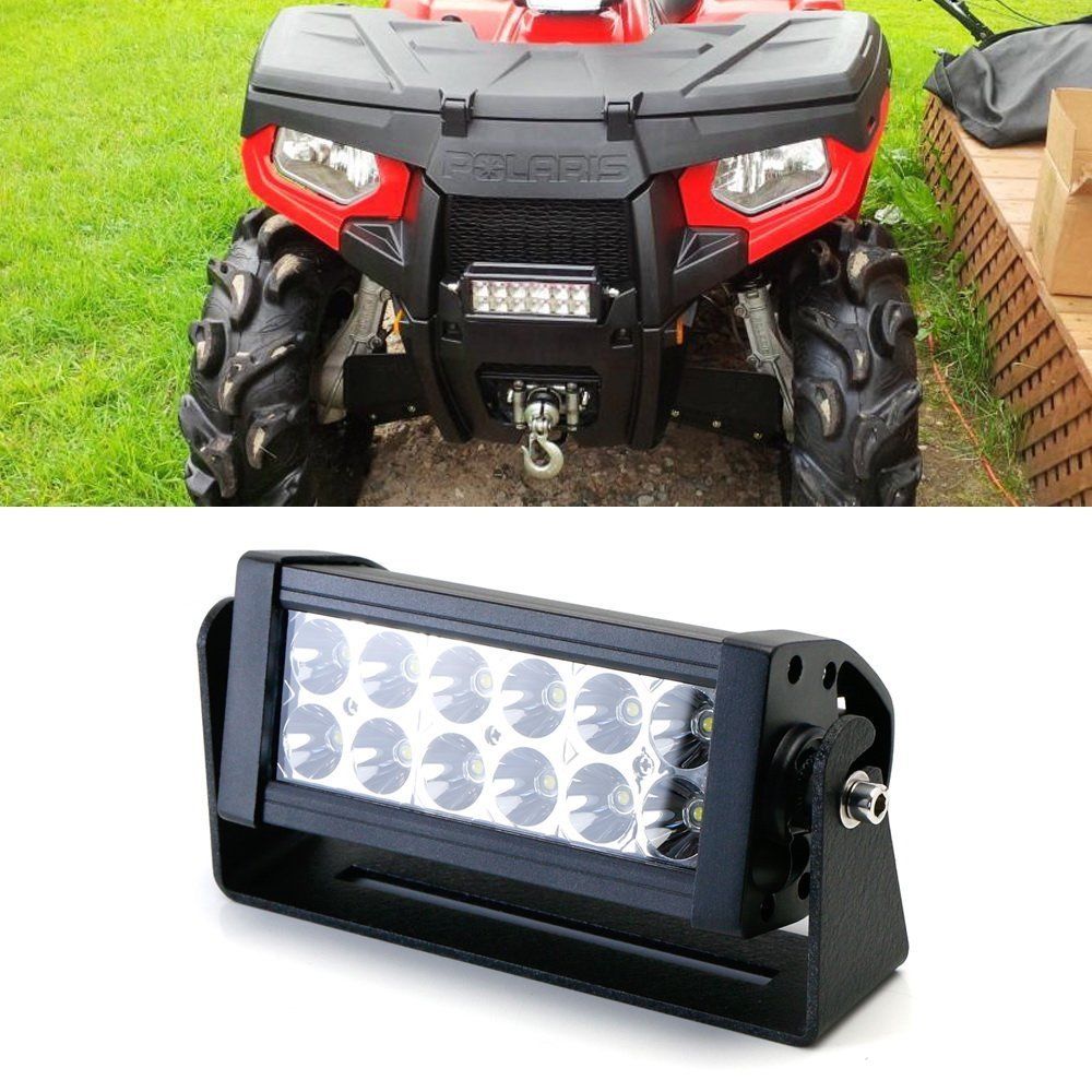 36W 8 LED Light Bar with Universal Handlebar Mount Bracket for ATV UTV Dirt Bike - Off-Road Lighting for Night Riding, Hunting & Trail Adventures