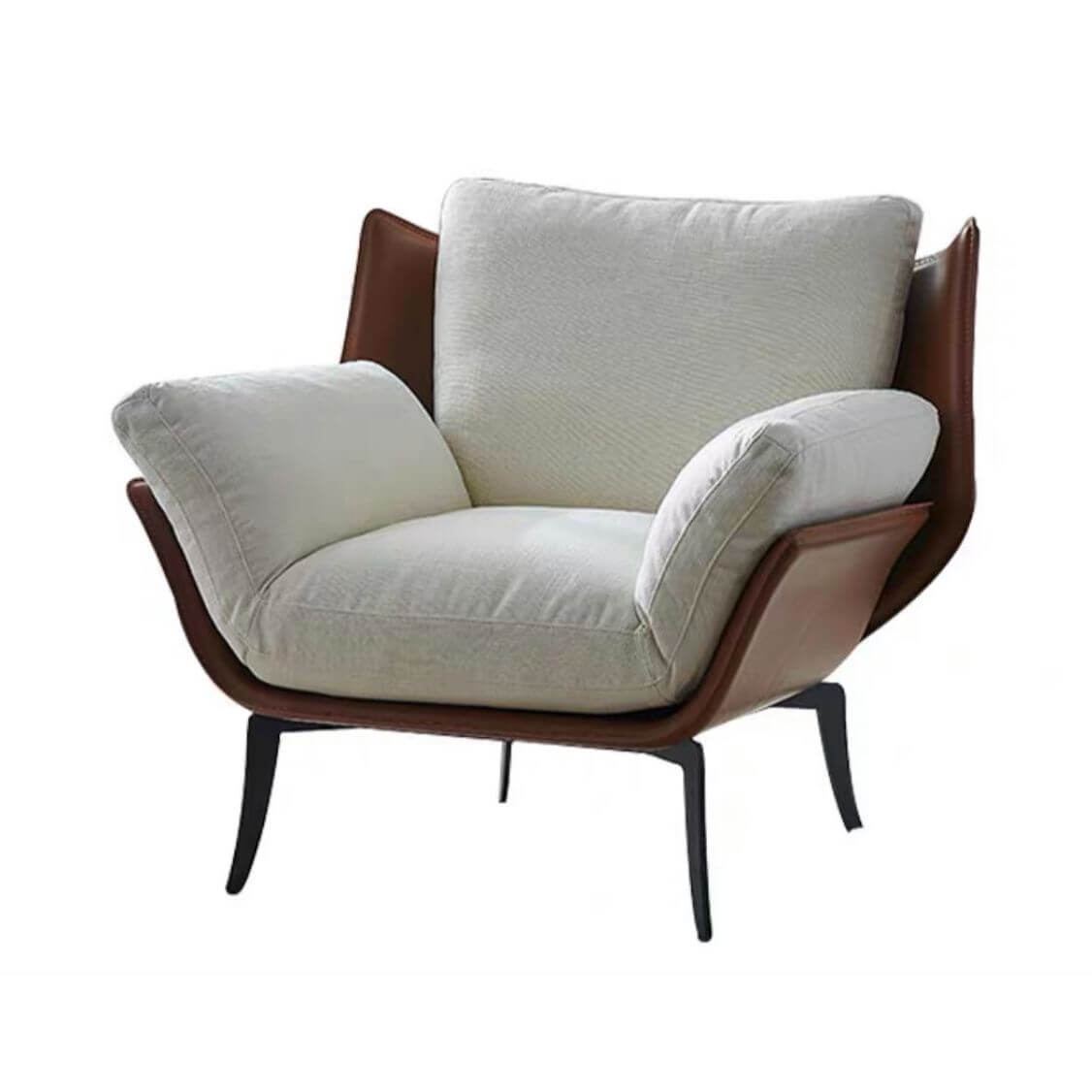 Minimalist White Accent Chair with Fixed Back & Armrests - Removable Cushions & Pillow Included - Perfect for Living Room, Bedroom or Office Decor
