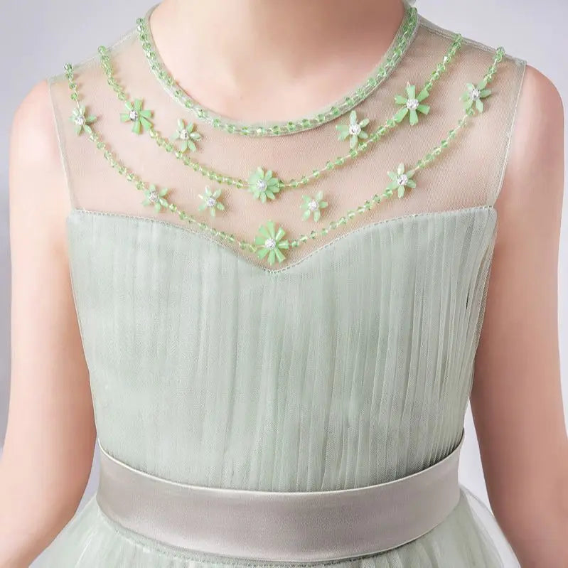 Elegant Beaded Tulle Flower Girl Dress for Wedding, Birthday Party & Pageant - Perfect for Special Occasions & Princess-Themed Events