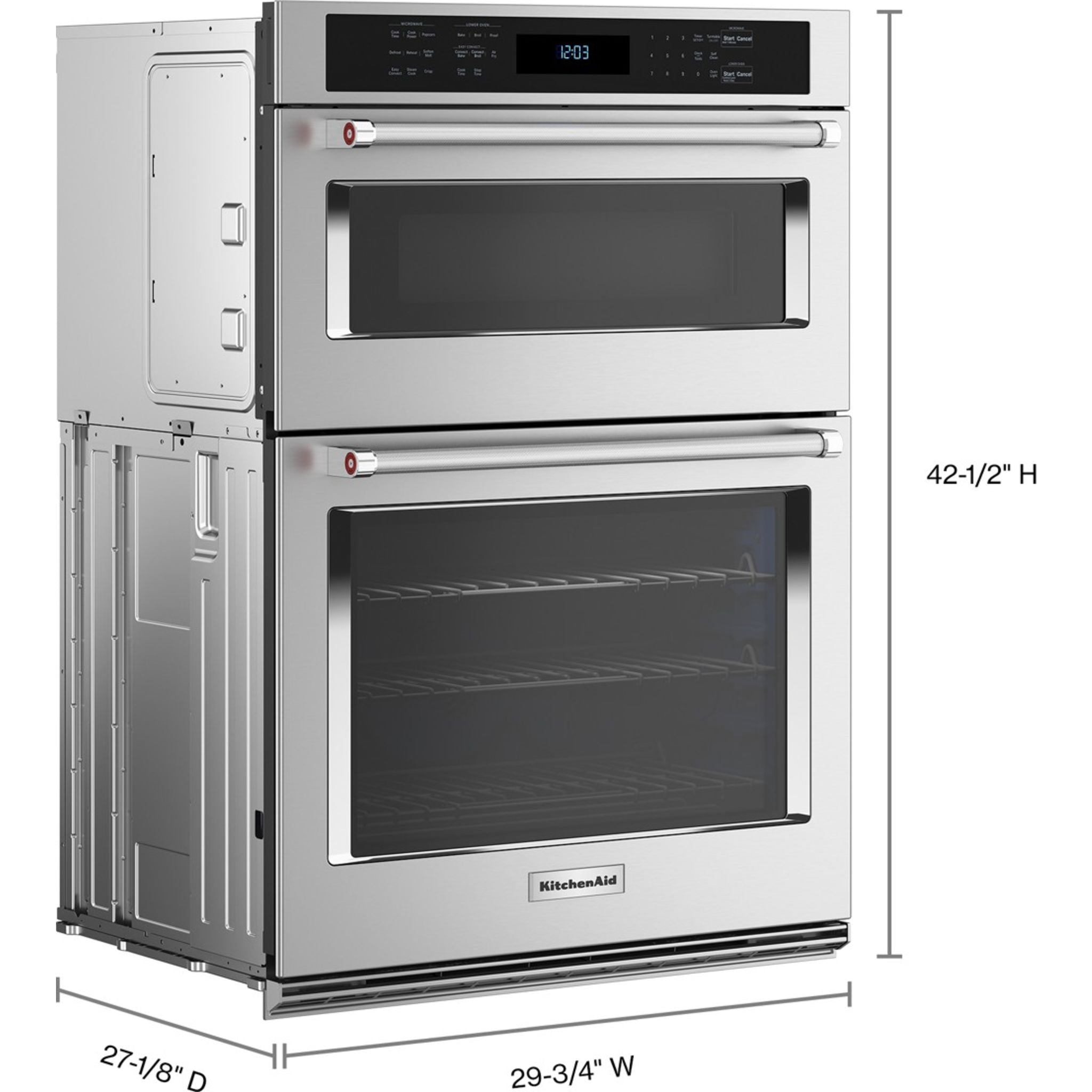 KitchenAid 30 Inch Built-In Microwave and Wall Oven Combo (KOEC530PPS) - PrintShield Stainless Steel Finish for Modern Kitchens | Perfect for Baking, Roasting, and Quick Meals