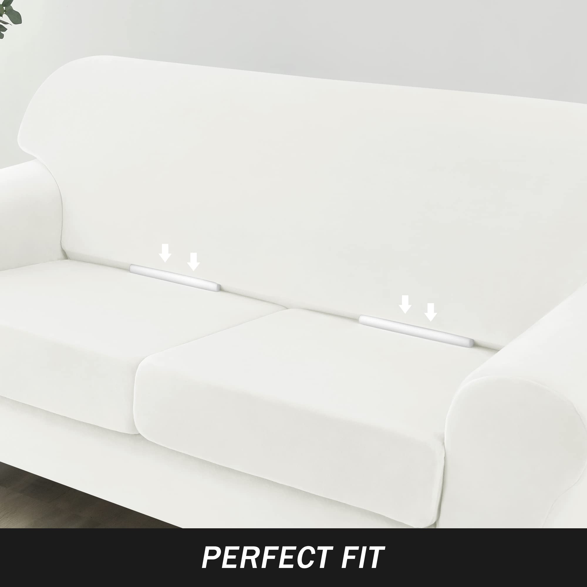 Ultra Soft Velvet Stretch Sofa Slipcover - Small White Couch Cover for Pets & Kids, Furniture Protector with Elastic Edges | Perfect for Living Room, Family Room & Pet-Friendly Homes