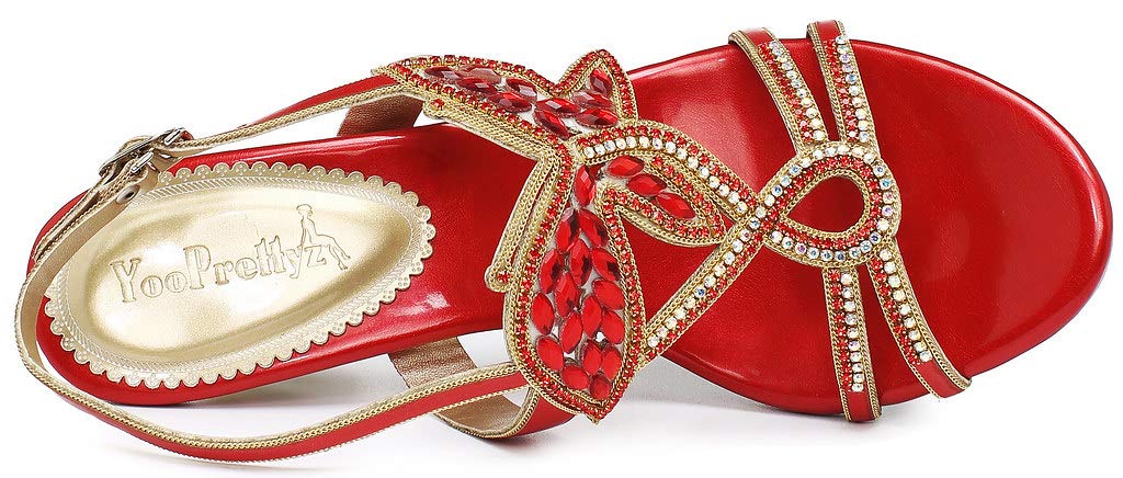 YooPrettyz Women's Embellished Stud Butterfly Evening Heels - Elegant Party Bridal Sandals for Weddings, Prom & Special Occasions