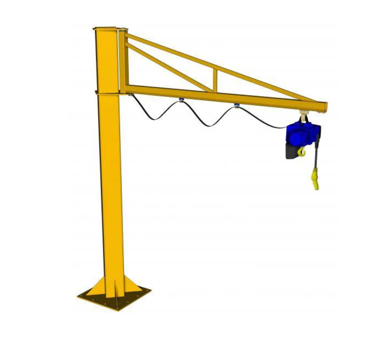 Free Standing Over Braced Jib Crane with 4m Arm - Heavy Duty Workshop & Construction Lifting Equipment