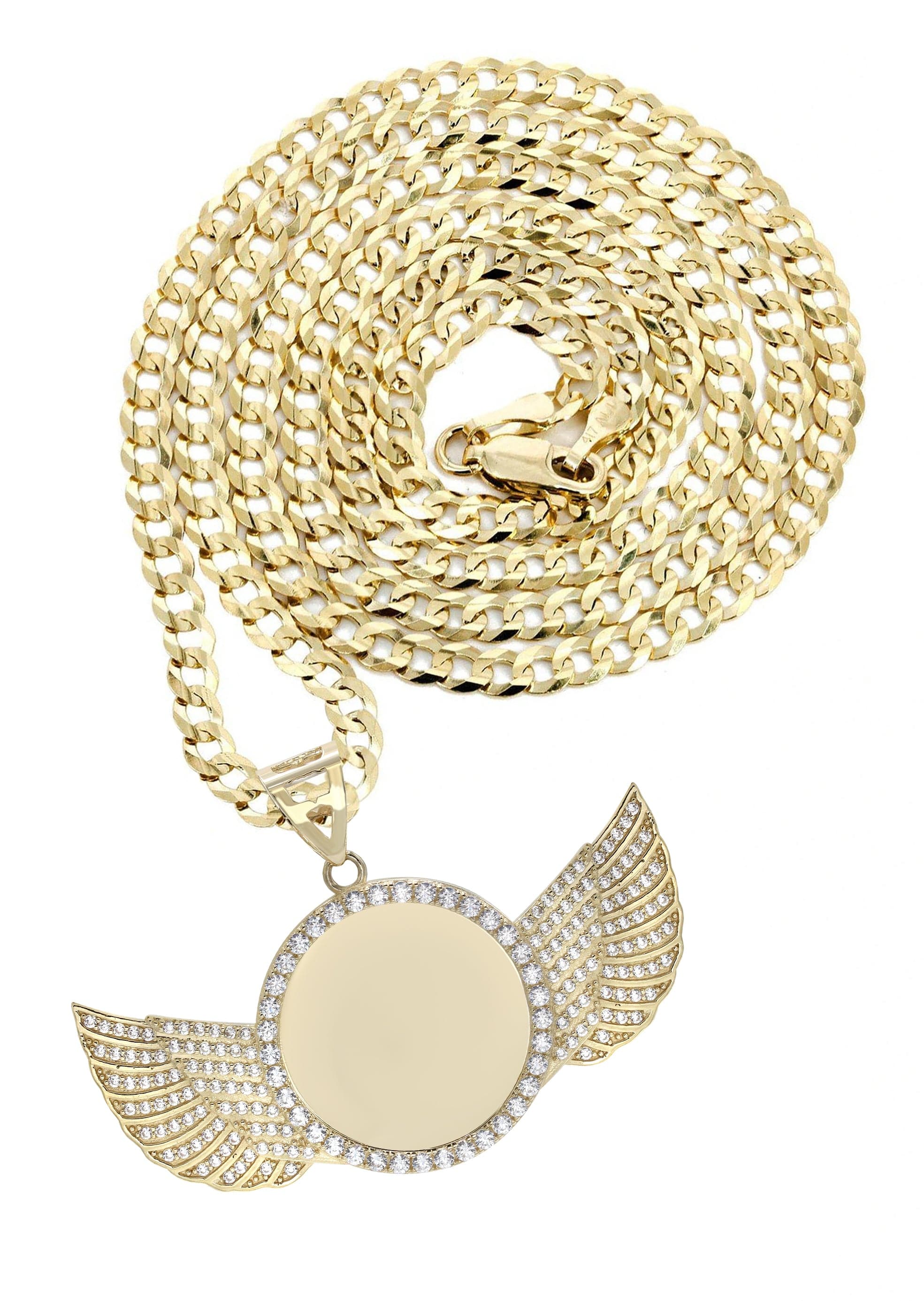 10K Yellow Gold Wings Picture Pendant Necklace - 19.2 Grams | Elegant Jewelry Gift for Women, Birthday, Anniversary | Perfect for Everyday Wear & Special Occasions