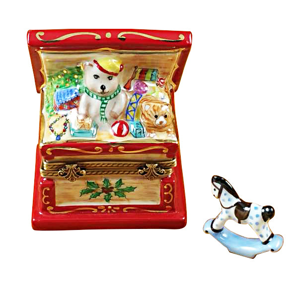 Limoges Christmas Toy Chest - Hand-Painted Holiday Storage Box for Kids' Toys & Gifts - Perfect for Holiday Decor & Seasonal Organization