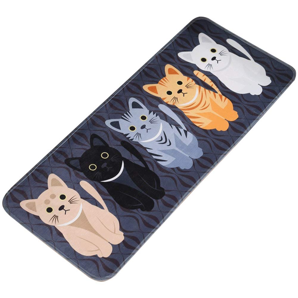 Non-Slip Soft Kitchen Mat & Bath Rug - Anti-Slip Floor Mat with Cute Cat Print, 40x60cm Yellow Home Decor - Perfect for Kitchen, Bathroom, Entryway, and Living Room Areas
