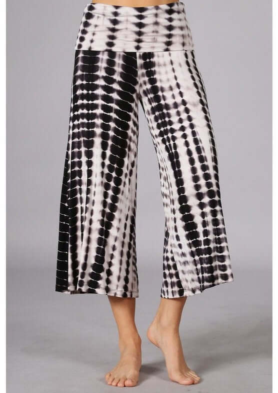 Stylish Black & White Gaucho Pants for Women - Comfortable & Unique Design - Made in USA - Perfect for Casual Wear, Yoga & Boho Fashion