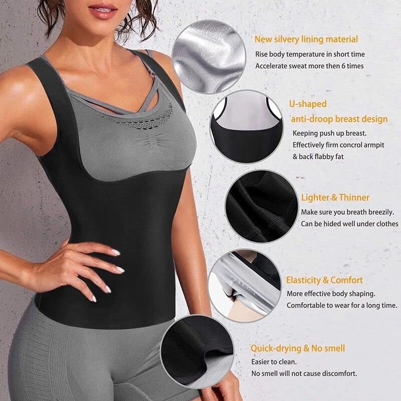 Women's Sauna Shirt & Sweat Vest - Waist Trainer Shapewear for Weight Loss, Slimming & Workout - Perfect for Gym, Yoga & Home Fitness Routines