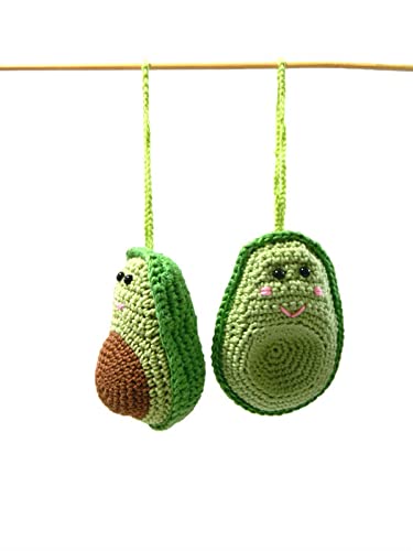 Handmade Crochet Avocado Christmas Tree Ornaments - Festive Green Guacamole-Themed Holiday Decor for Xmas Tree, Party & Home Decoration