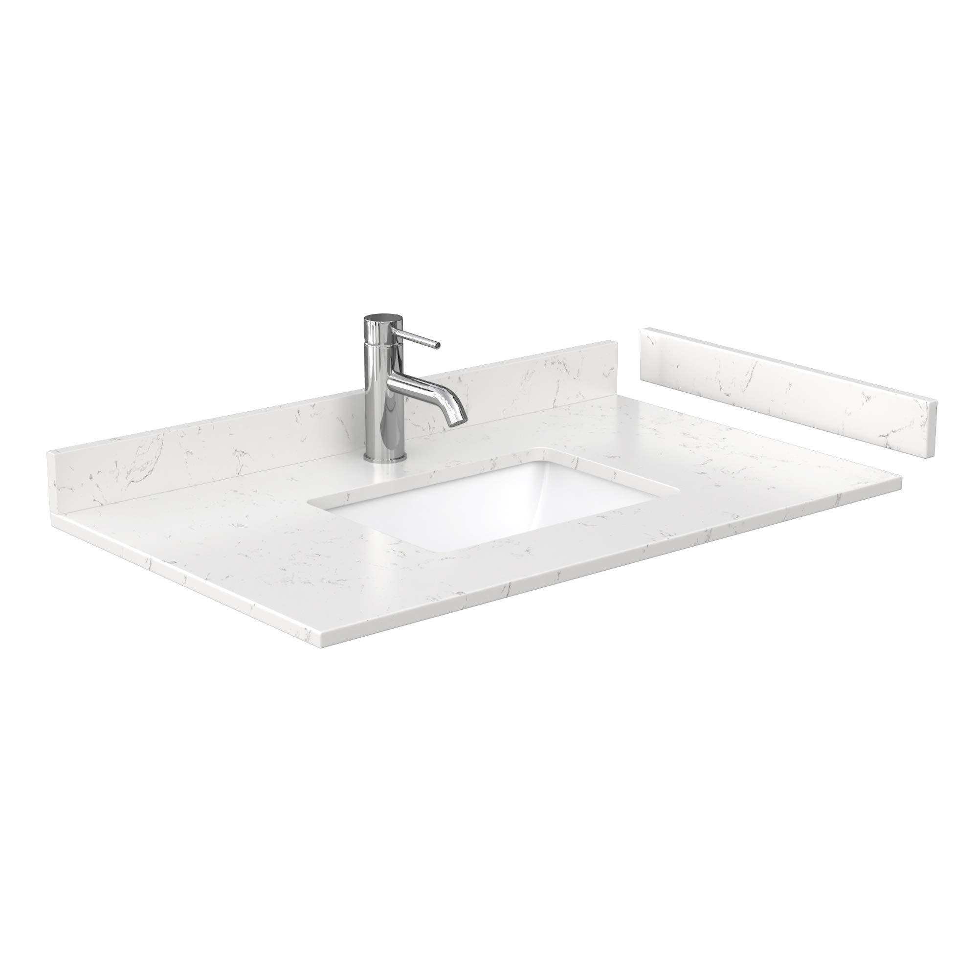 Wyndham Collection Miranda 36 Inch Green Bathroom Vanity with Light-Vein Carrara Cultured Marble Countertop & Undermount Square Sink - Matte Black Trim - Perfect for Modern Bathrooms, Guest Baths & Small Space Remodels