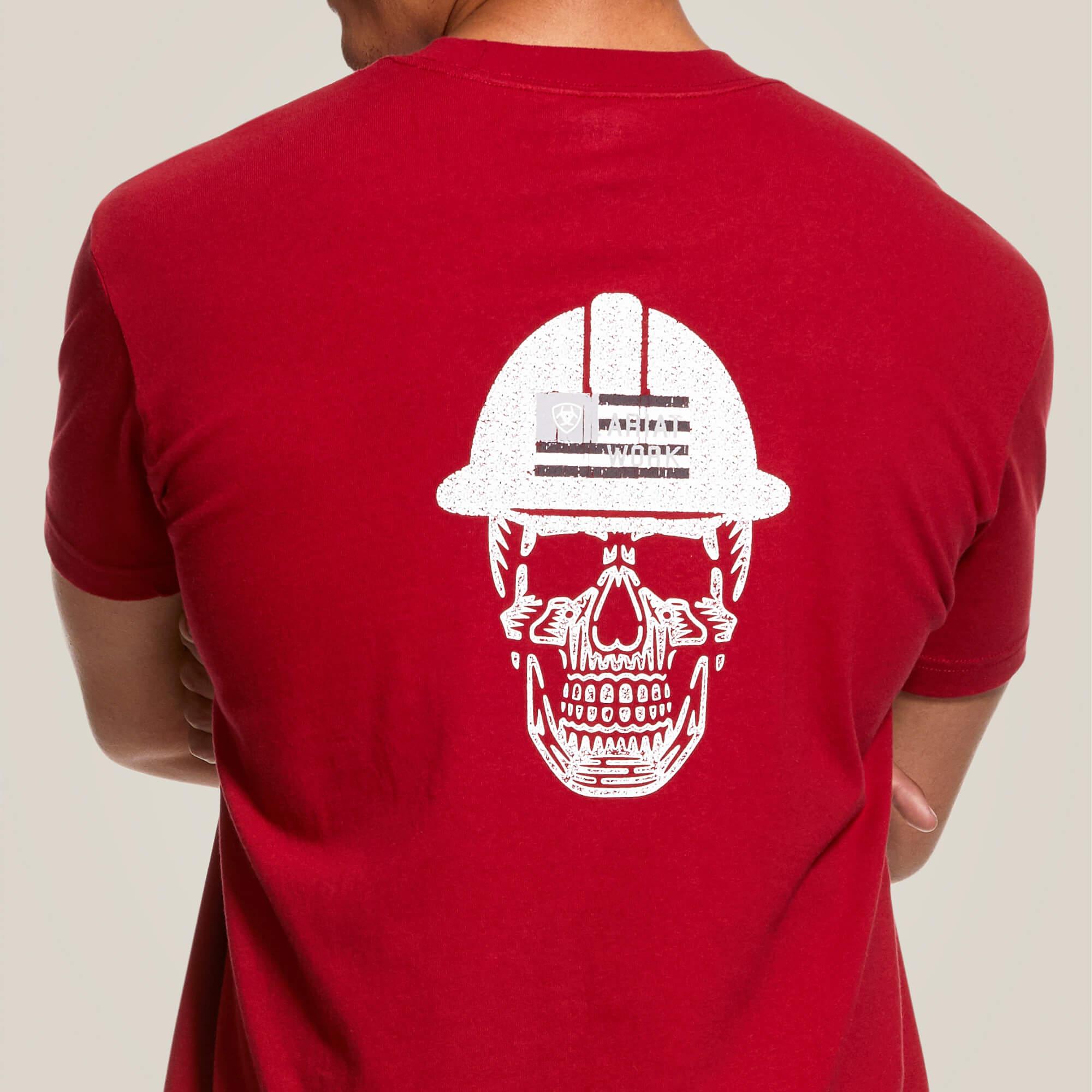 Rebar Cotton Strong Roughneck Graphic T-Shirt - Durable Workwear for Construction & Outdoor Activities - Rio Red