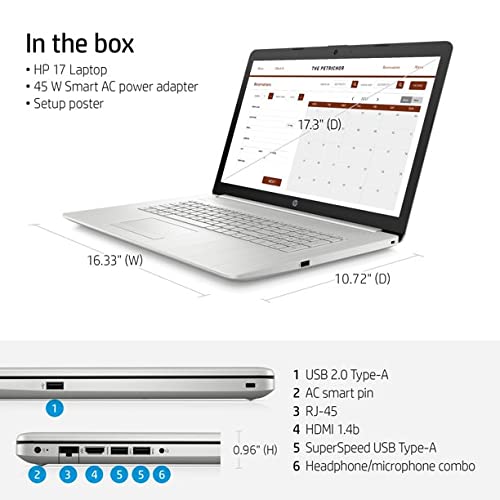HP 17 Laptop - 11th Gen Intel Core i3-1115G4, 8GB RAM, 256GB SSD, 17.3
