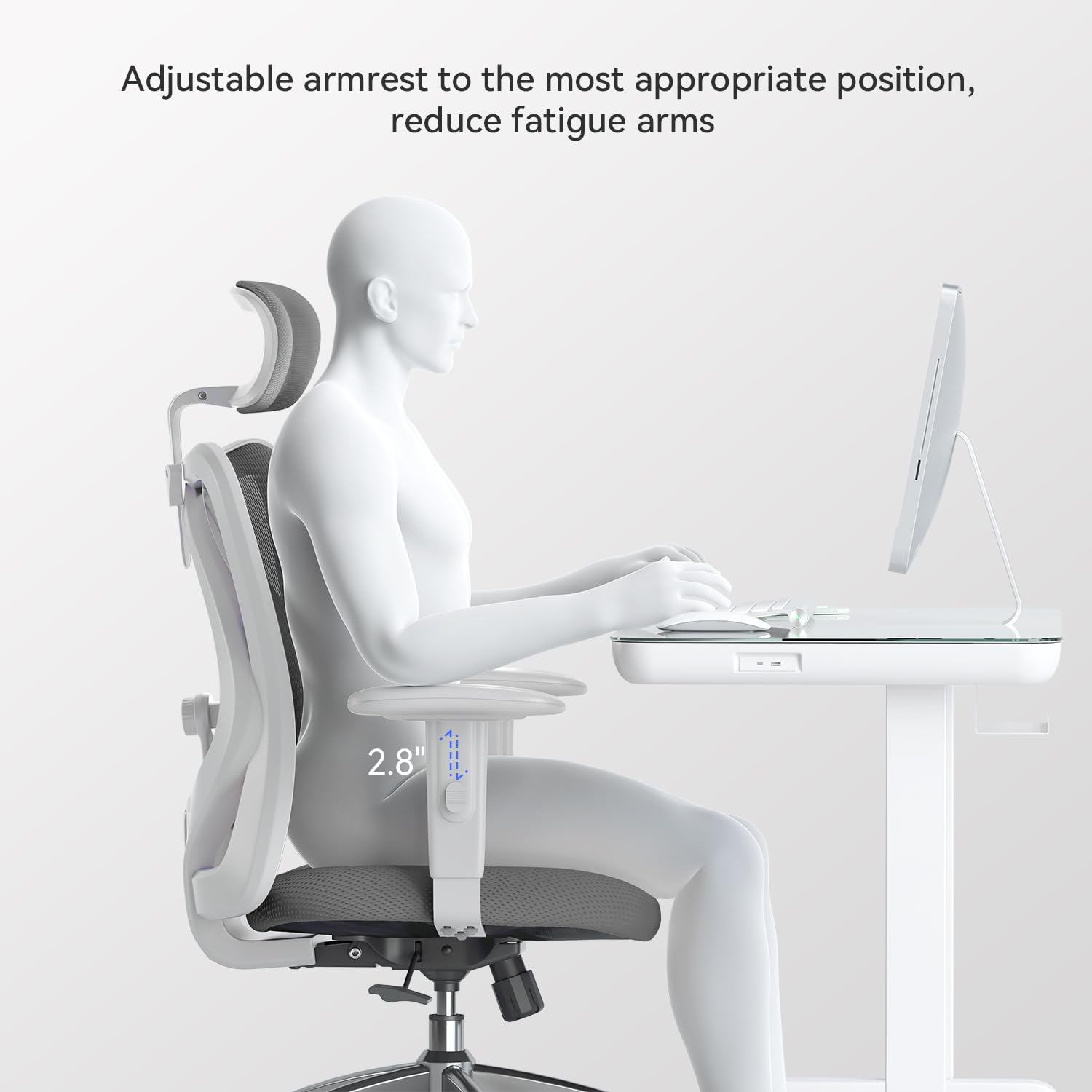 SIHOO M18 Ergonomic Office Chair - Adjustable Headrest & Lumbar Support High Back Computer Desk Chair - Executive Swivel Chair for Home Office & Gaming - Dark Gray - Perfect for Long Work Hours & Comfortable Workspaces