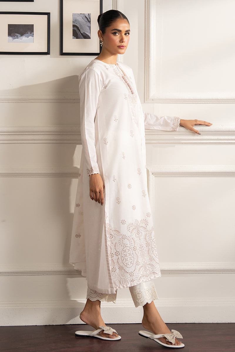 Ivory Whisper 2-Piece Set (Shirt & Dupatta) - Elegant Ethnic Outfit for Women, Parties & Festivals