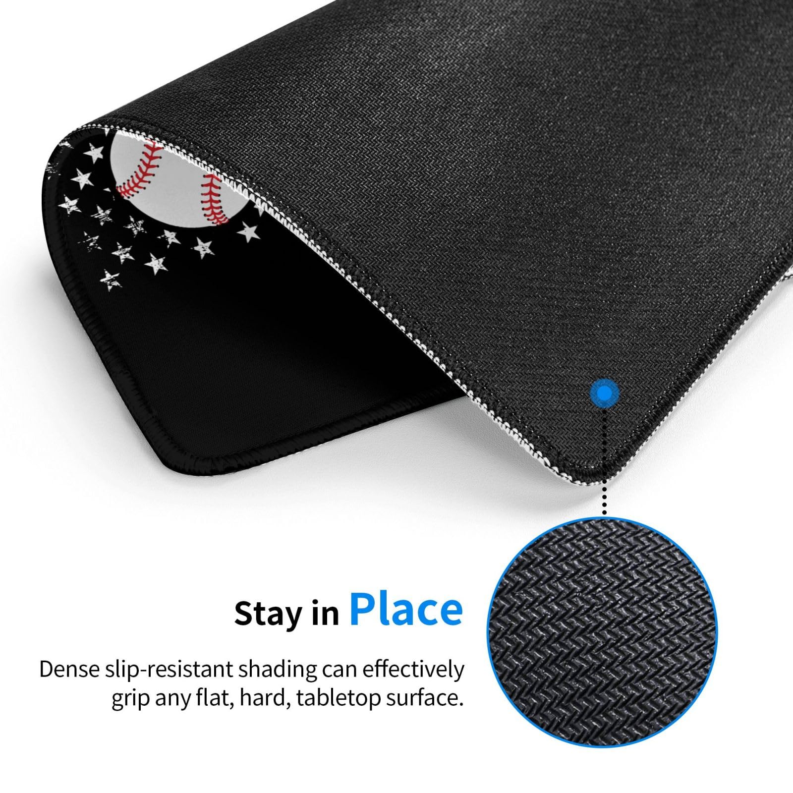 SIYTUAU USA Flag Baseball Mouse Pad - 10x12 Inch Waterproof Non-Slip Rubber Gaming Mouse Pad for Laptop & Office Use - Perfect for Baseball Fans, Gamers & Patriotic Home/Office Decor