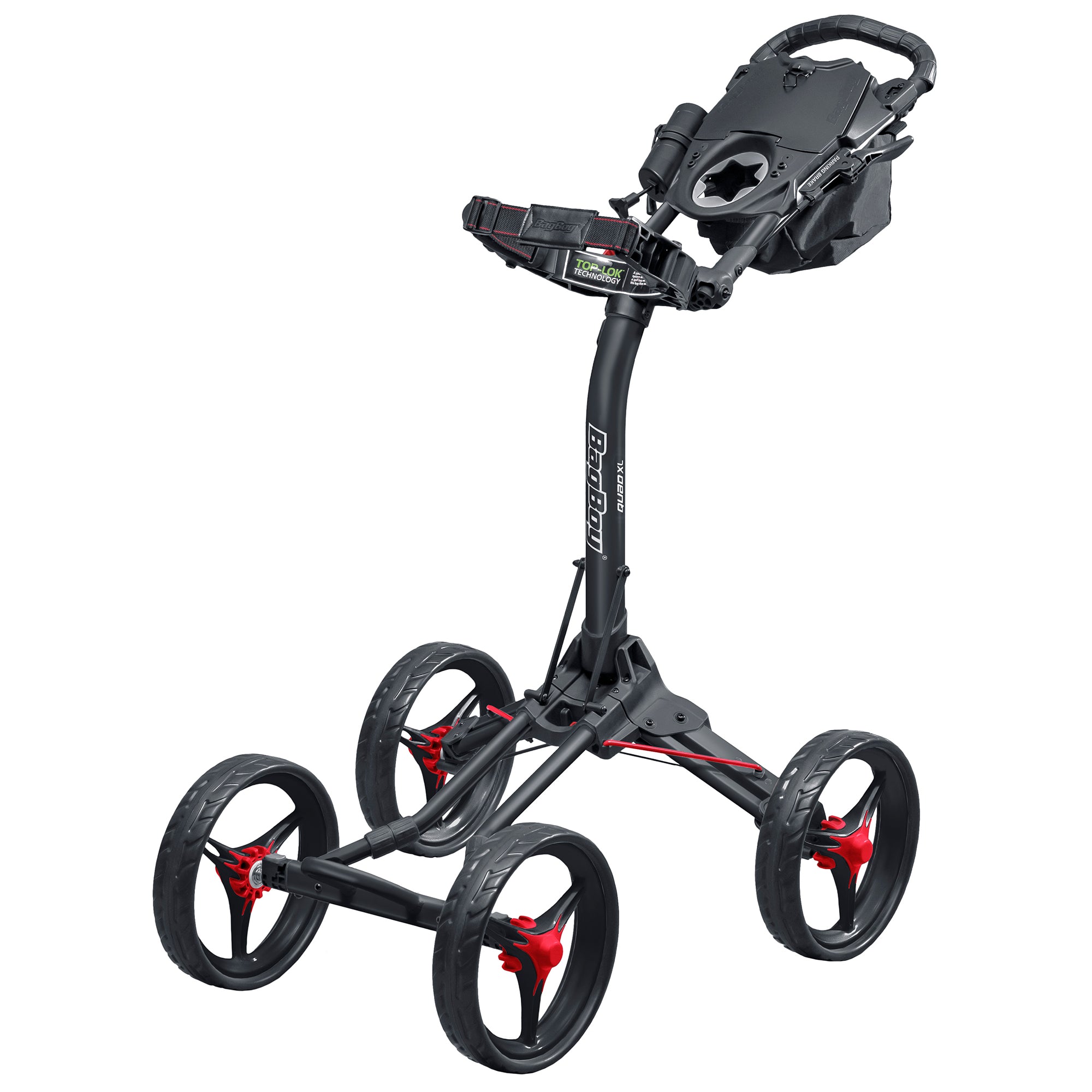 Bag Boy Quad XL Golf Push Cart - Lightweight 4-Wheel Golf Push Cart with Easy Fold Design - Perfect for Golfers on the Course