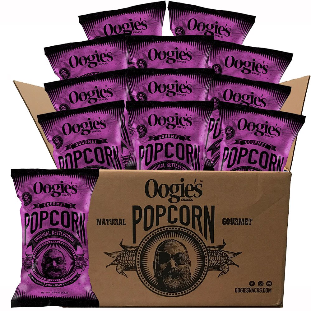 Oogie's Gourmet Popcorn - 12 Pack of Original Kettlecorn Flavor | Gluten Free, Non-GMO Popcorn Snacks | 4.25oz Big Bags for Movie Nights, Parties & Office Snacking