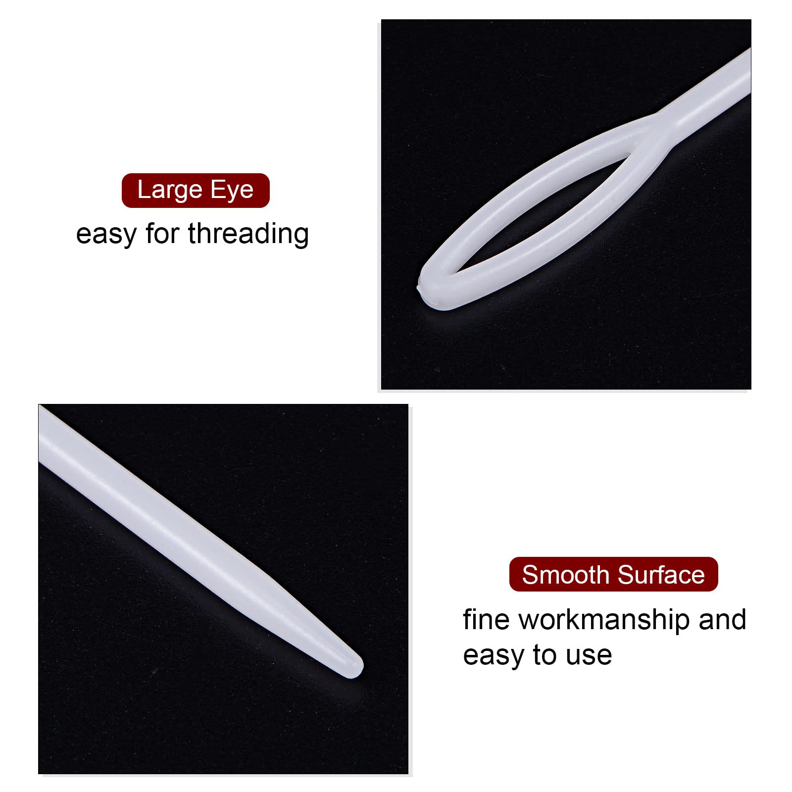 HARFINGTON 90pcs Plastic Sewing Needles - 9cm Large Eye Blunt Needles for Handmade Crafts, DIY Stitching & Sewing Projects | Perfect for Beginners, Kids & Fabric Arts (White)
